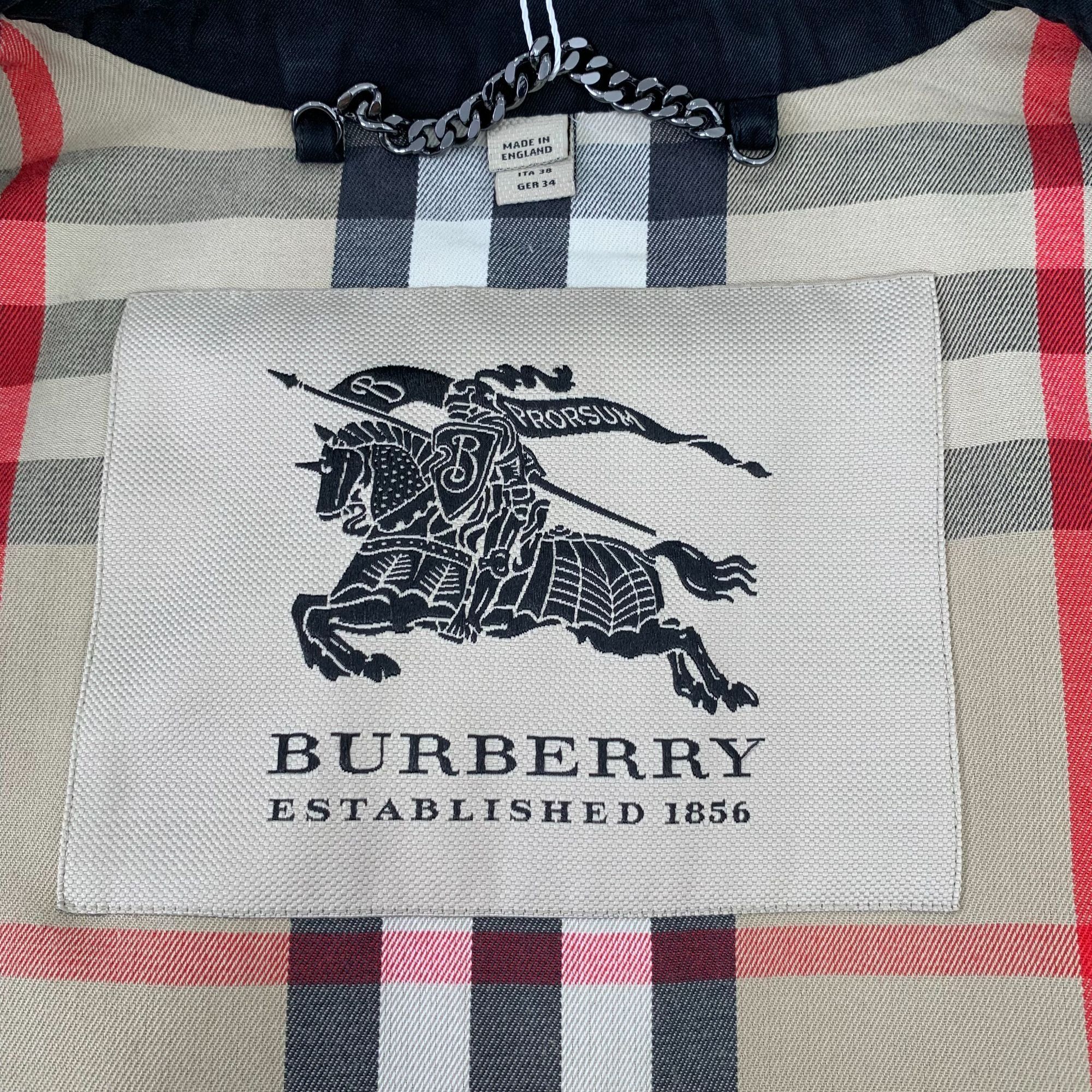 Burberry Burberry Black Cotton Double-Breasted Trench Coat With Belt Size S / US 4 / IT 40 - 2 Thumbnail