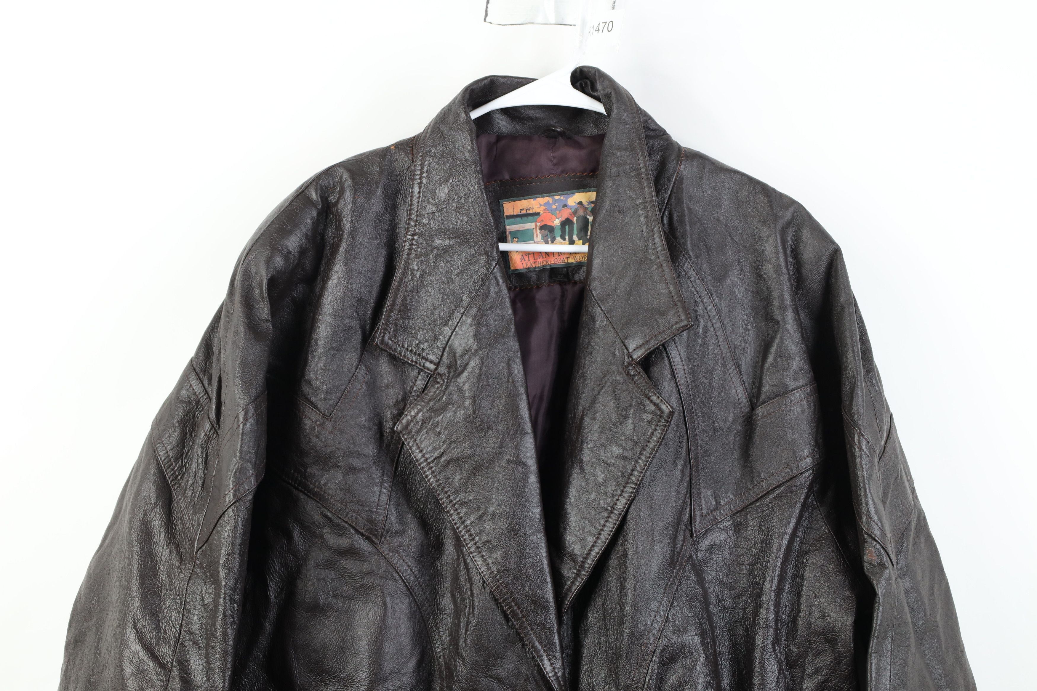 Vintage Vintage 90s Streetwear Leather Trench Coat Jacket Dark Brown Size XXL / US 16-18 / IT 52-54 - 2 Thumbnail