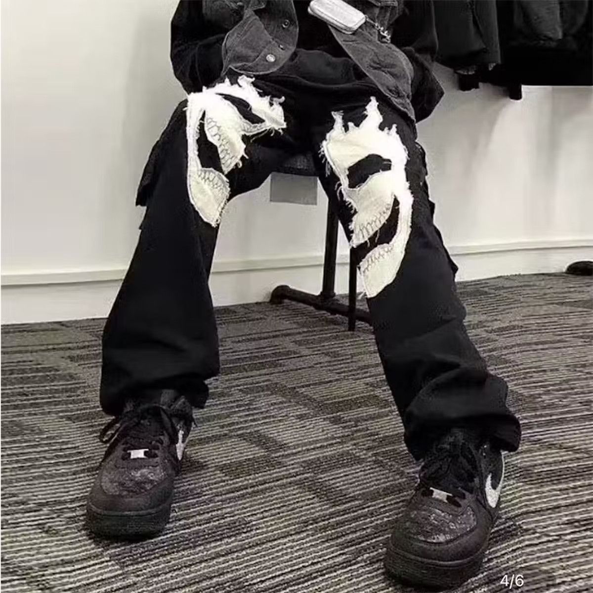 image of Vintage Faces Cargo Pants in Black, Men's (Size 32)