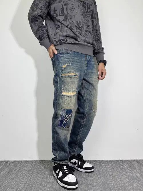VIBE Vintage high street washed and faded casual ripped jeans Size US 36 / EU 52 - 1 Thumbnail