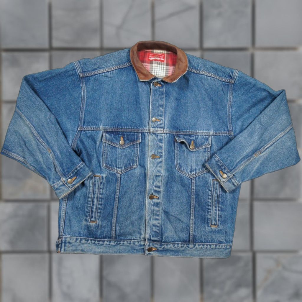 VINTAGE Marlboro Denim Jacket Men’s XL Blue Trucker Cowboy Outdoor Regular Fit
