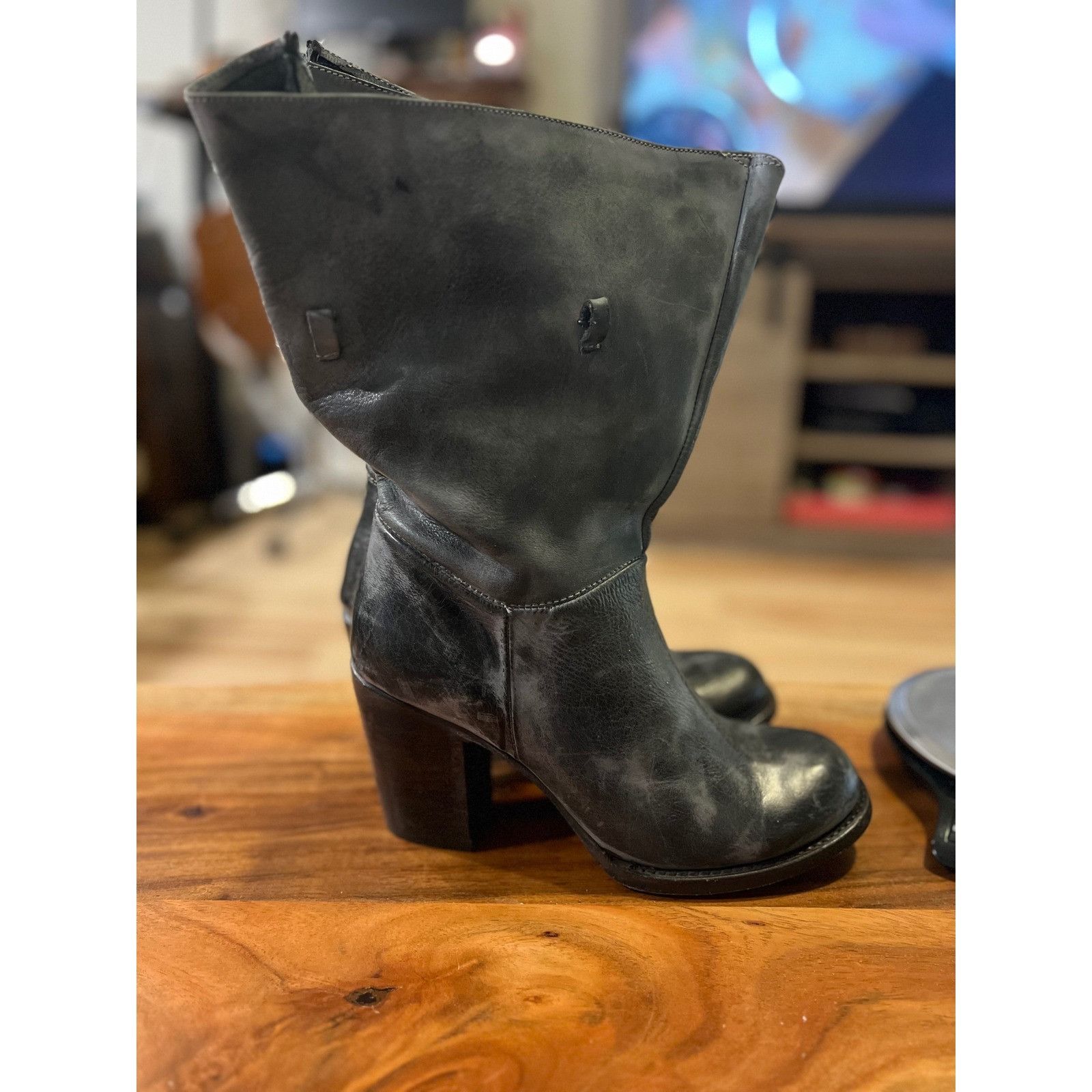 FREEBIRD Freebird by Steven Guilt Gray Leather Heeled Boots Women's S Size US 9 / IT 39 - 2 Thumbnail