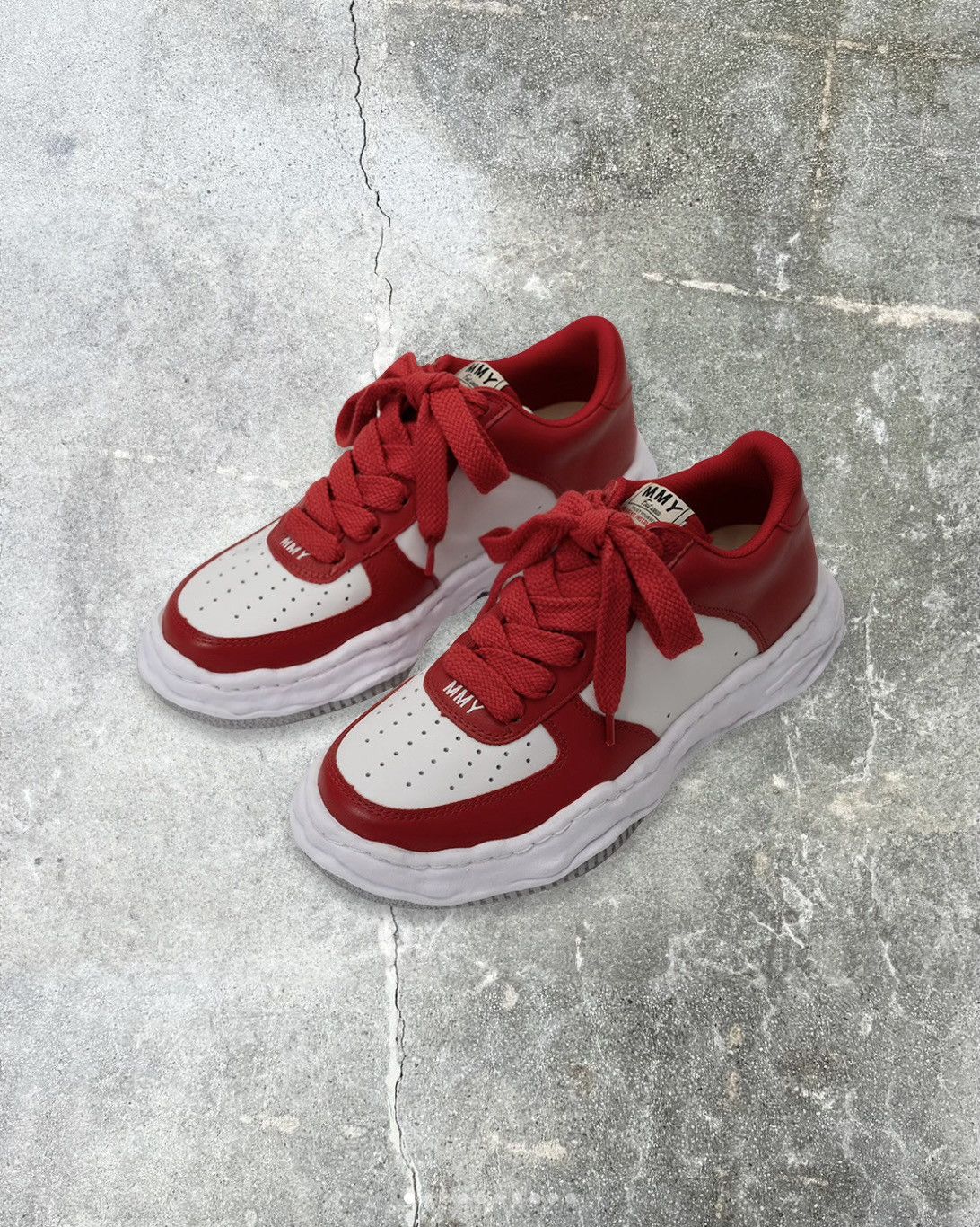 image of Maison Mihara Yasuhiro Wayne Low Top Shoes in Red, Men's (Size 8)