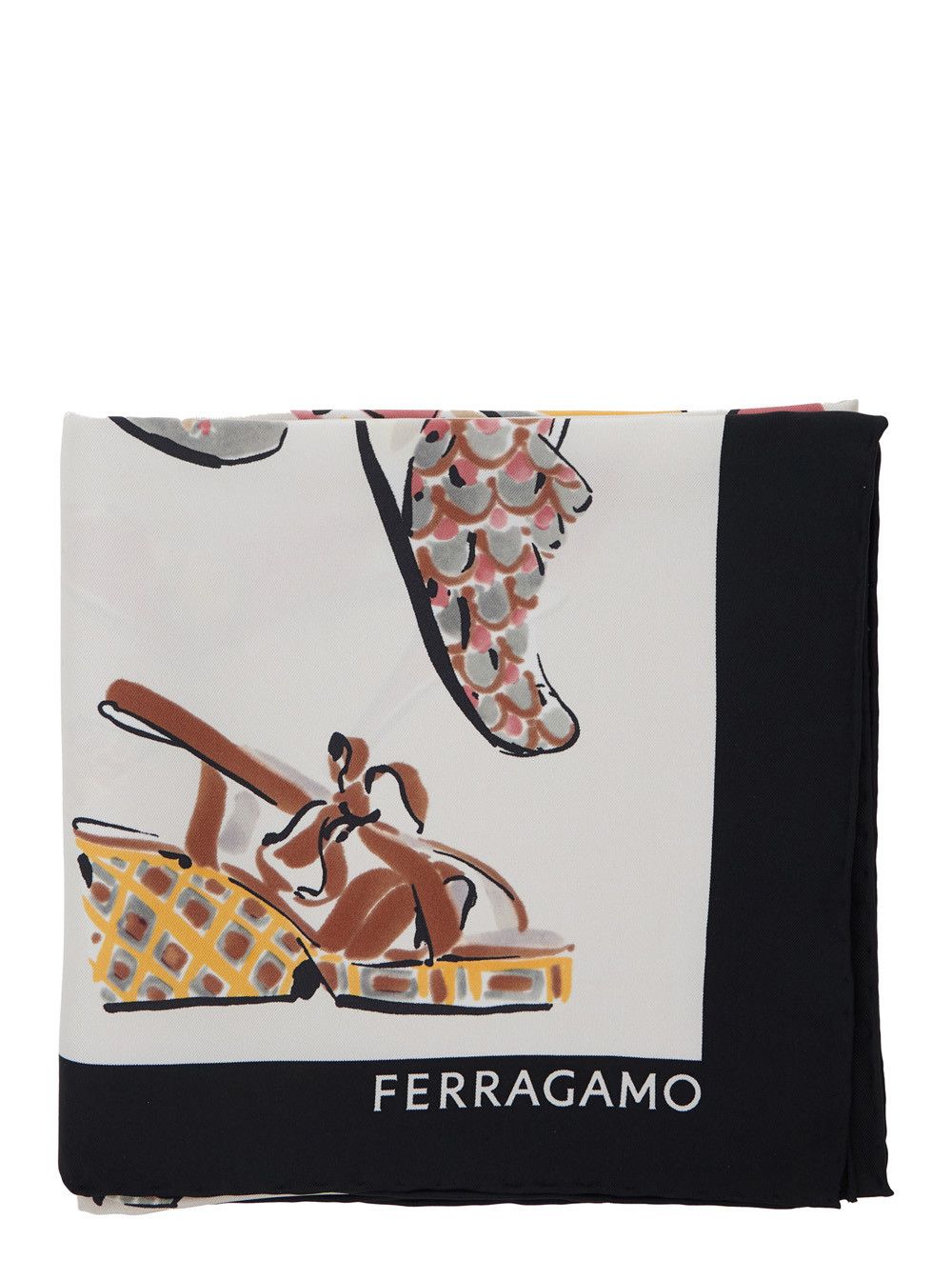 Salvatore Ferragamo Multicolor Scarf with All-Over Printed Motif and Lettering Logo In Silk for Women Size ONE SIZE - 1 Thumbnail