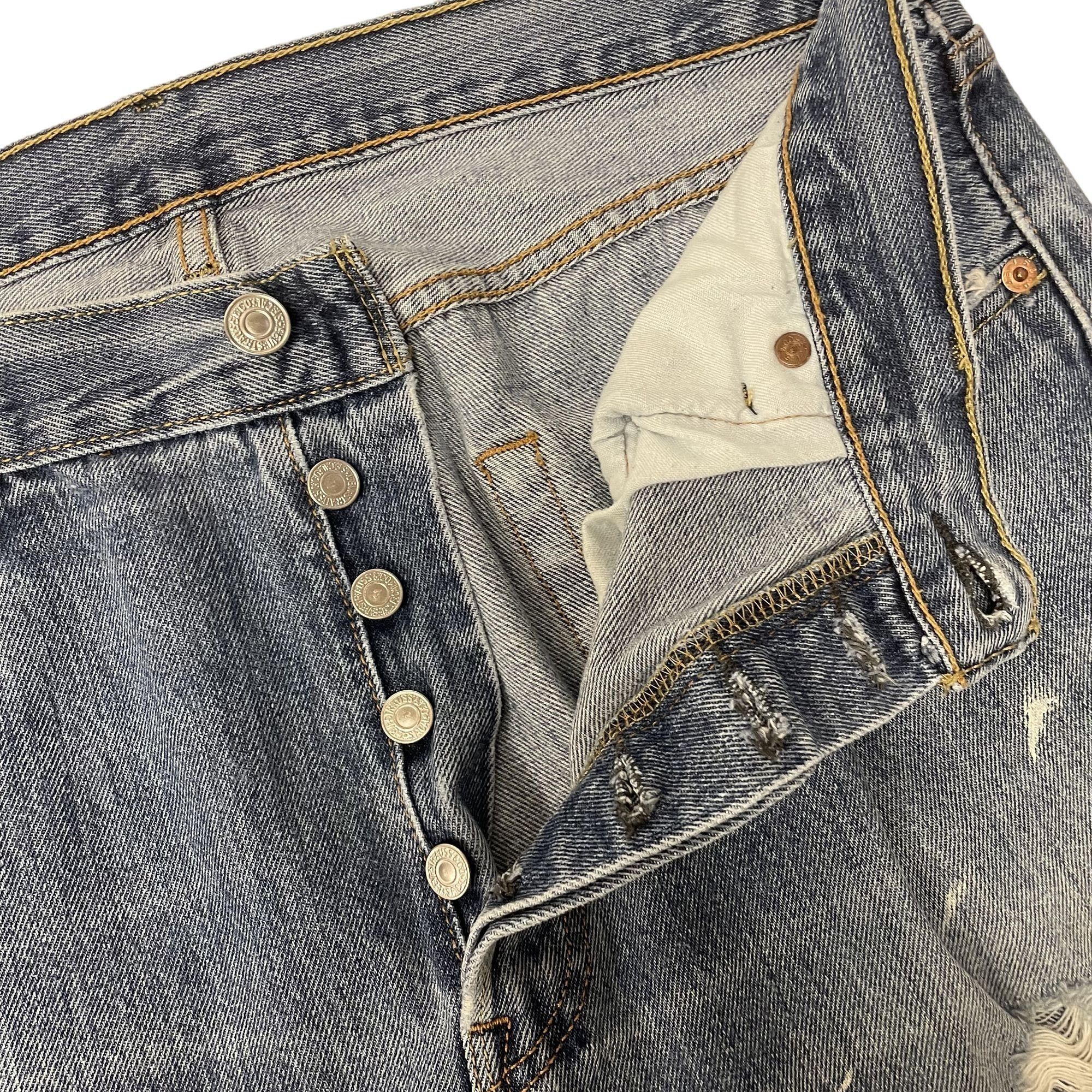 Levi's Y2K Levis 501 XX DISTRESSED Blue Jeans FRAYED Pants Size US 34 / EU 50 - 2 Thumbnail