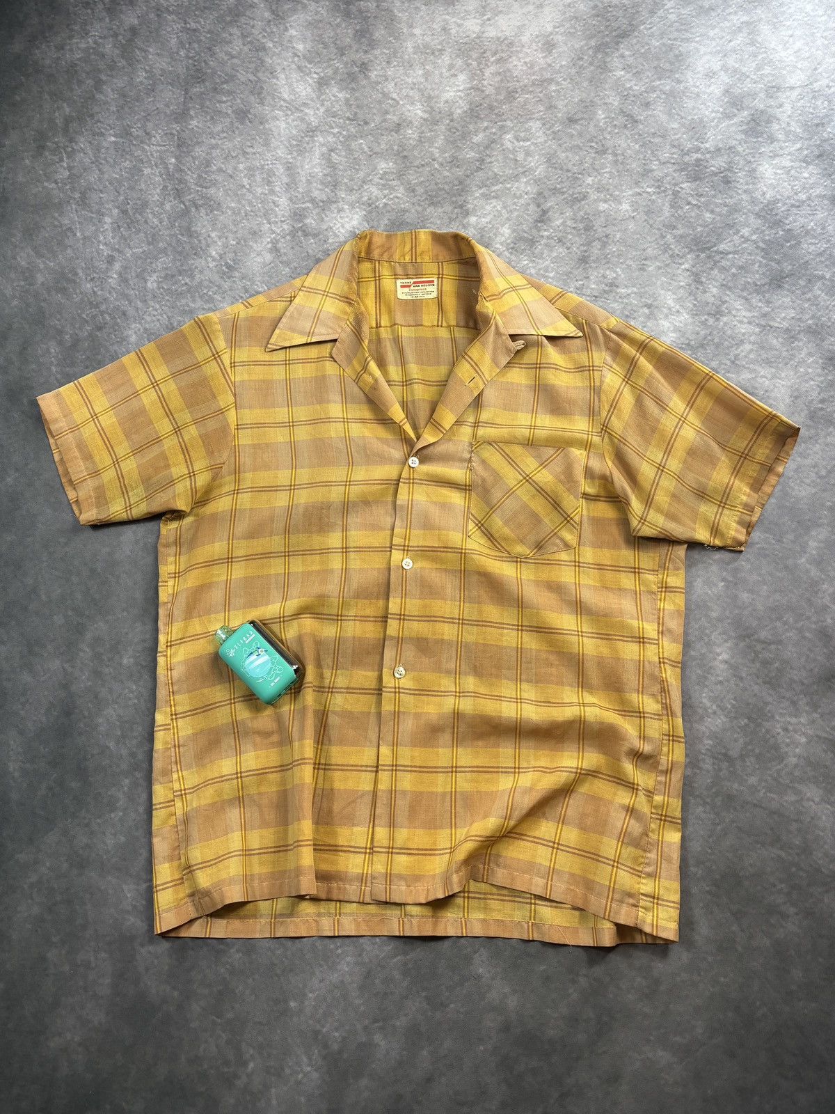 Van Heusen 1950s Van Heusen True Vintage Loop Collar Plaid Shortsleeve Size US S / EU 44-46 / 1 - 2 Thumbnail