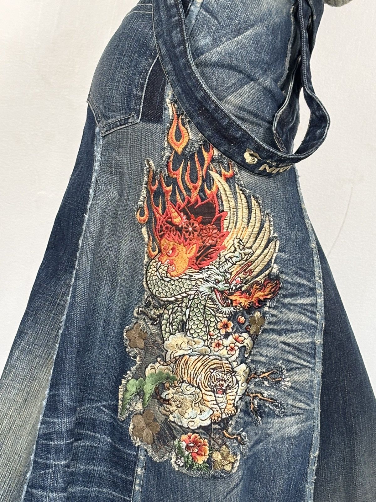 Japanese Brand Vintage Japanese embroidered reworked nomad denim skirt Size 28" / US 6 / IT 42 - 2 Thumbnail