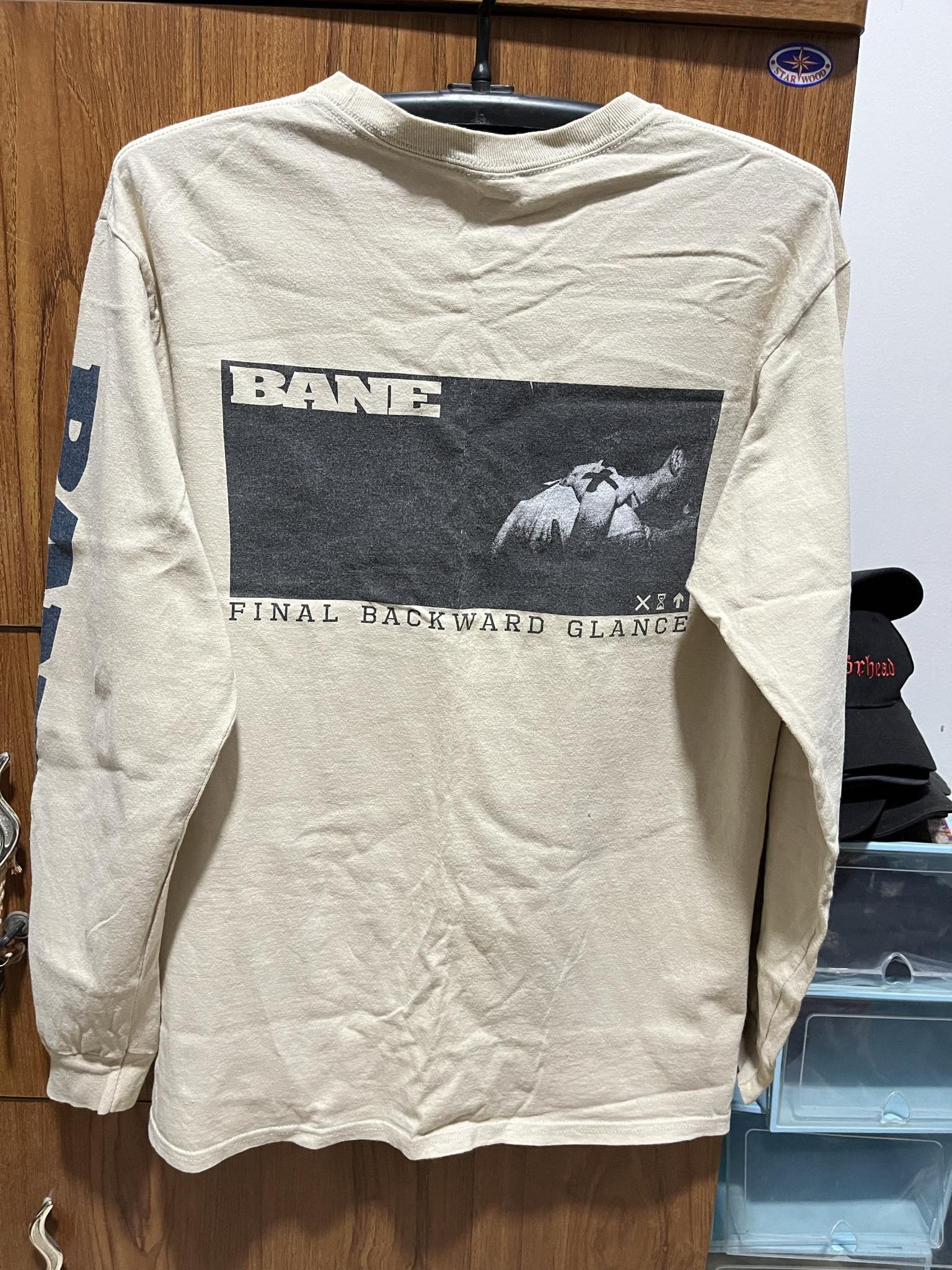 image of Band Tees x Rock Band Bane Final Backward Glance Hardcore Punk Band Tee 00S in Cream (Size Medium)