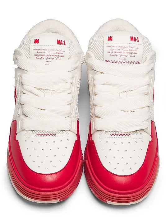 Amiri o1s1wg110426 MA-1 Leather Sneakers in Black/Red Size US 10 / EU 43 - 4 Thumbnail