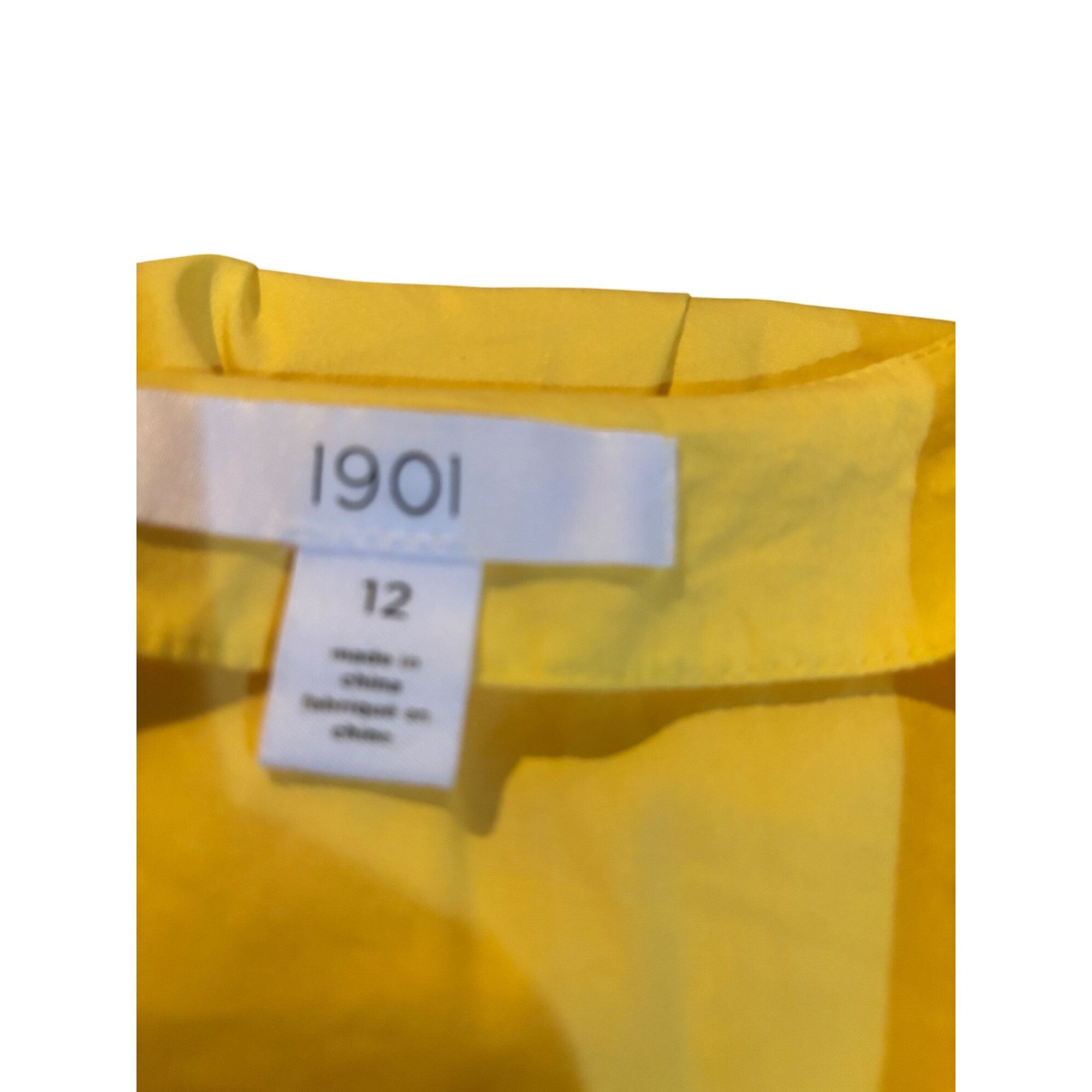 1901 1901 Surplice Wrap Peplum Sleeveless Blouse in Yellow, Sz. Size XL / US 12-14 / IT 48-50 - 7 Thumbnail