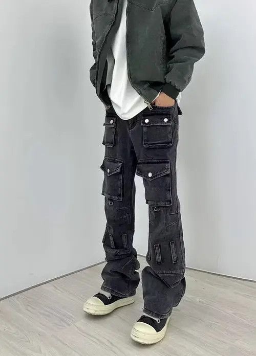 VIBE Vintage studded multi-pocket washed rare jeans Size US 34 / EU 50 - 1 Thumbnail