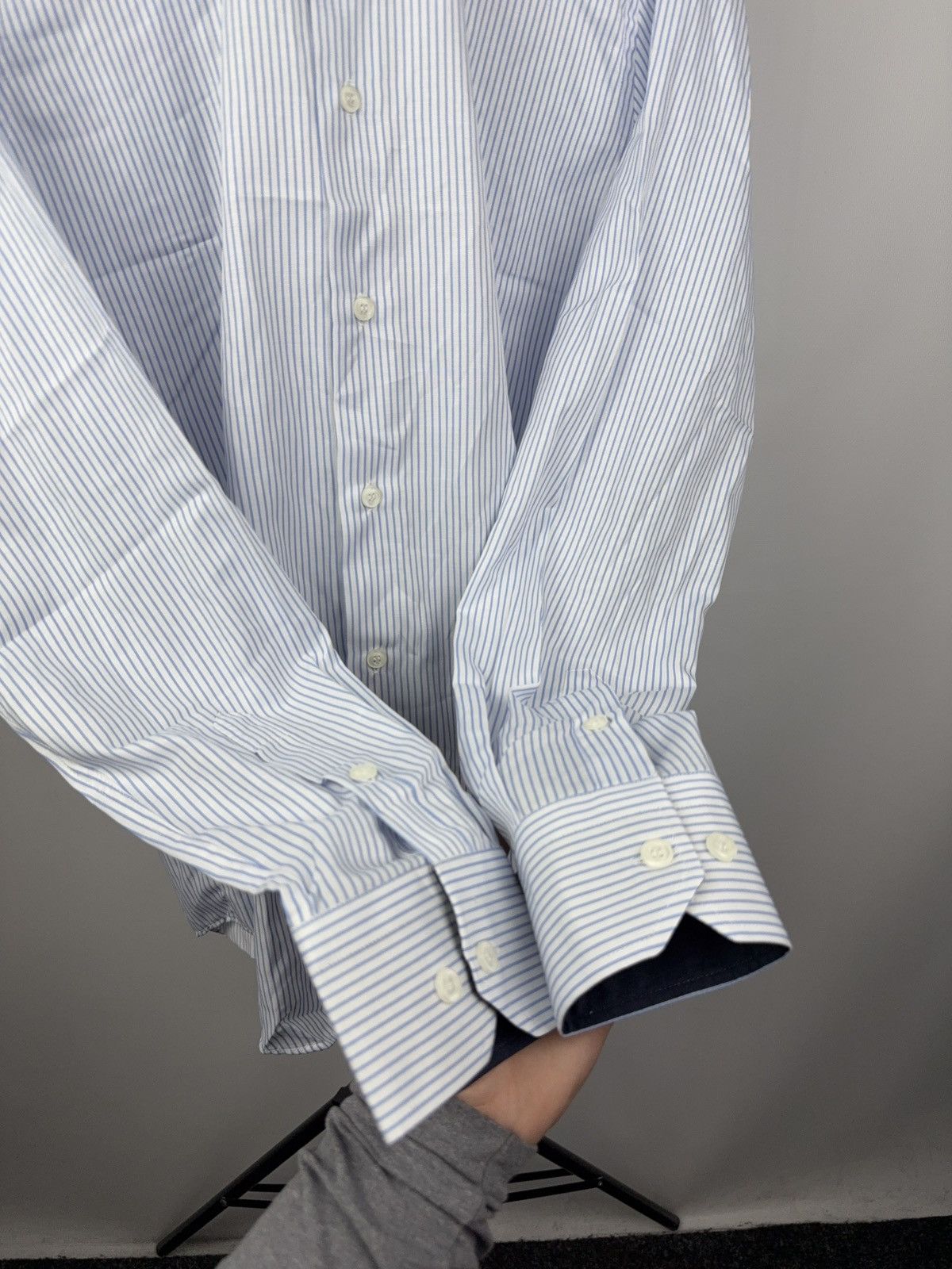 Bogner Luxury Bogner Striped Button Down Cotton Shirt Blue White Size US M / EU 48-50 / 2 - 7 Thumbnail