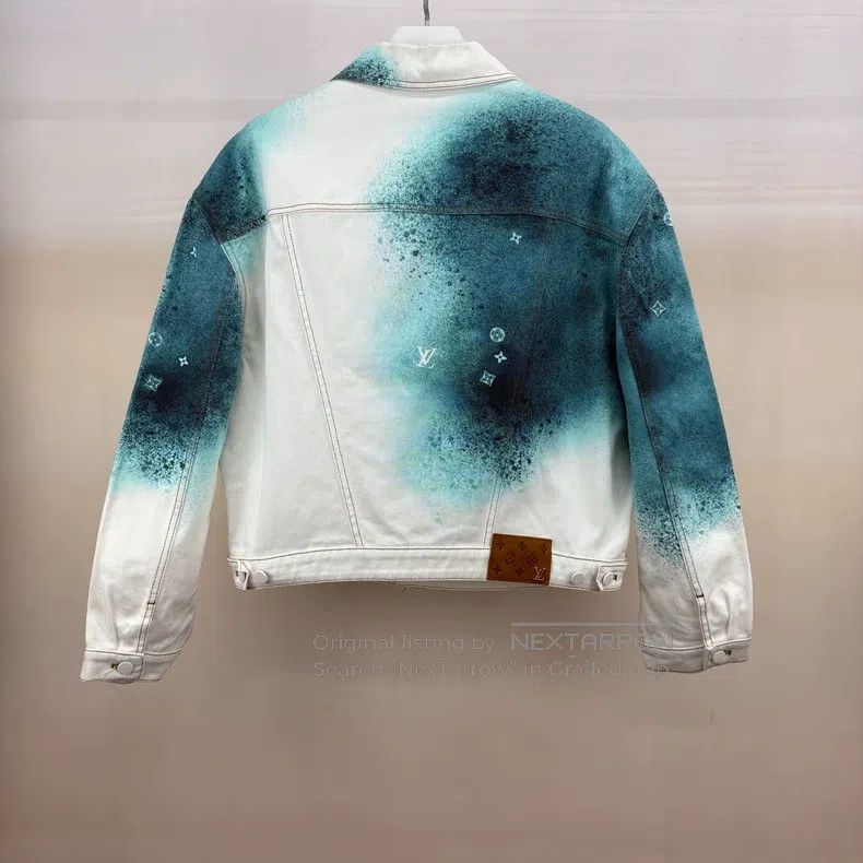Louis Vuitton Louis Vuitton Ink-splashing logo rendering denim jacket Size US L / EU 52-54 / 3 - 2 Thumbnail