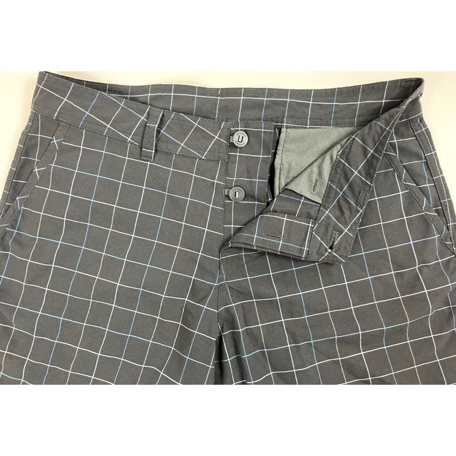 Patagonia Patagonia Men's Shorts Windowpane 33 Waist 10.5in Inseam Charcoal/Black Pockets Lightweight Casual Travel Chino Outdoor Polyester Nylon Size US 33 - 4 Thumbnail