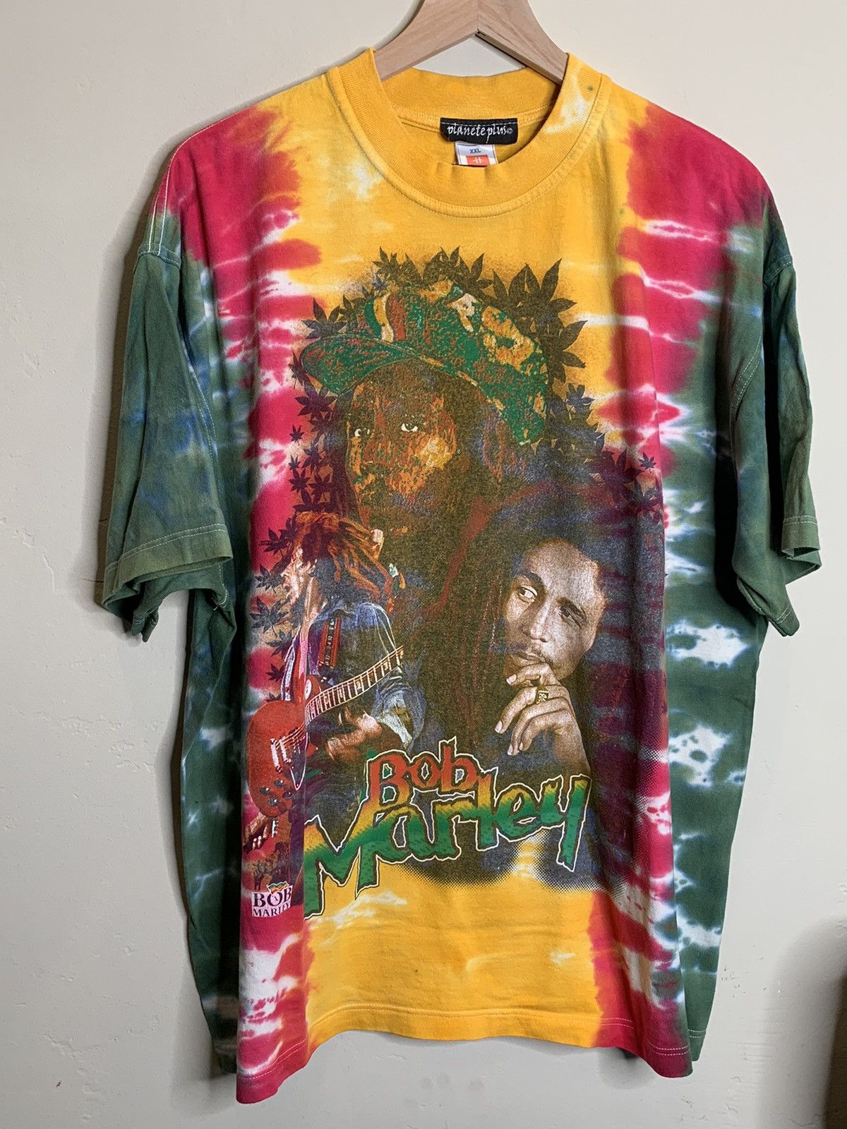 image of Vintage Bob Marley Euro Rap Tee Tie-Dye Reggae Shirt in Tie/Dye, Men's (Size XL)