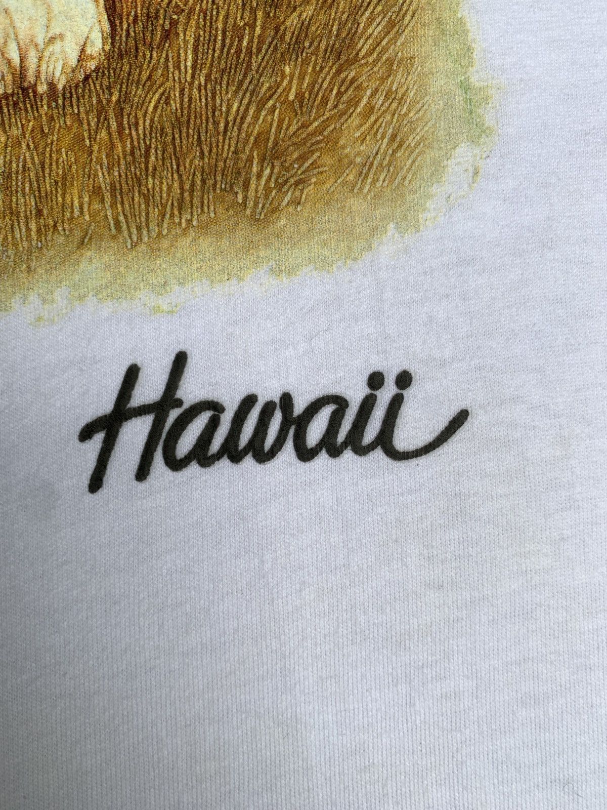 Vintage 1990s White Dog Cat Art by Air Waves Hawaii State Tee Size US L / EU 52-54 / 3 - 3 Thumbnail