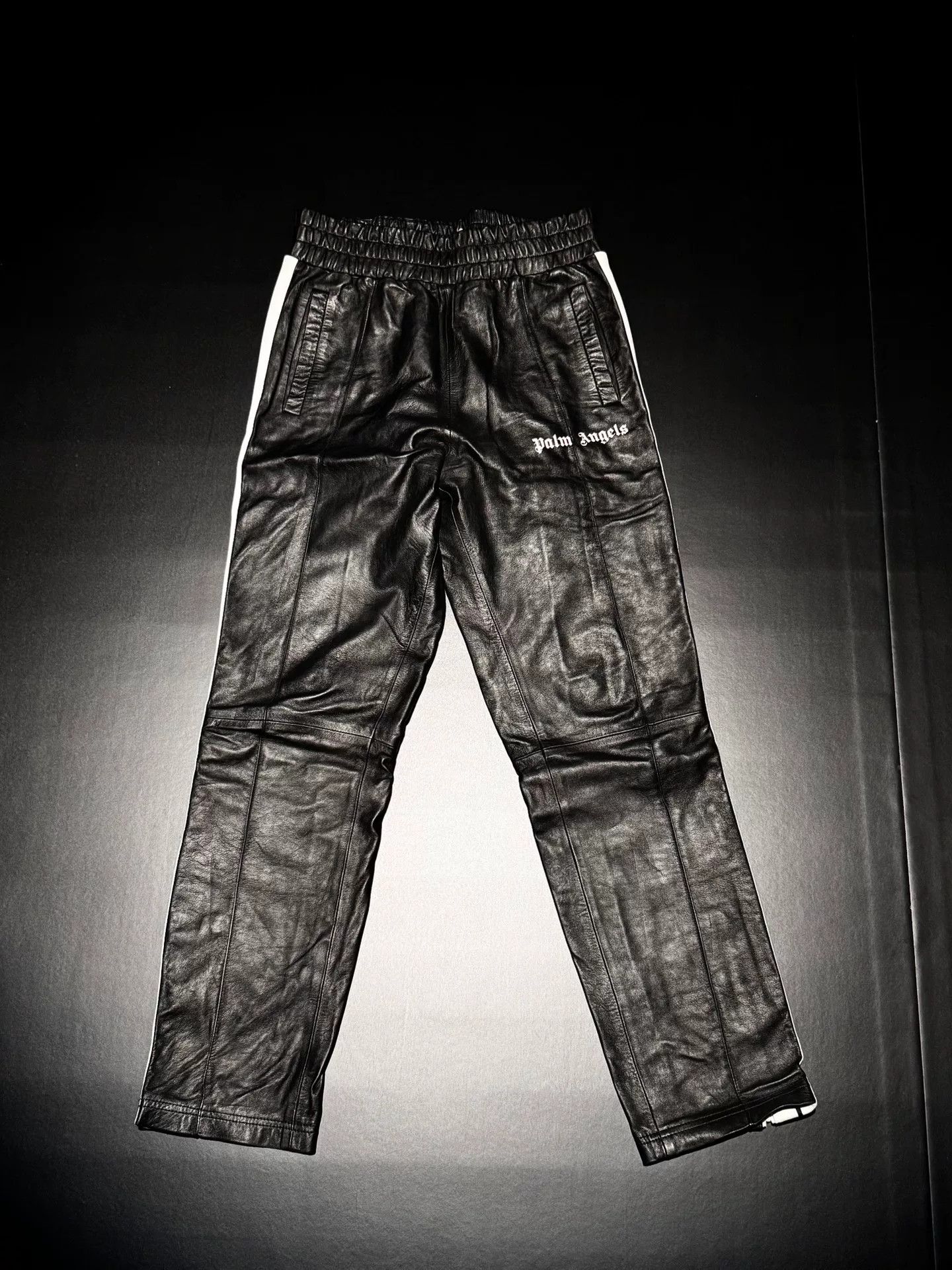 Palm Angels Palm Angles Leather Striped Trousers Size US 27 - 1 Thumbnail