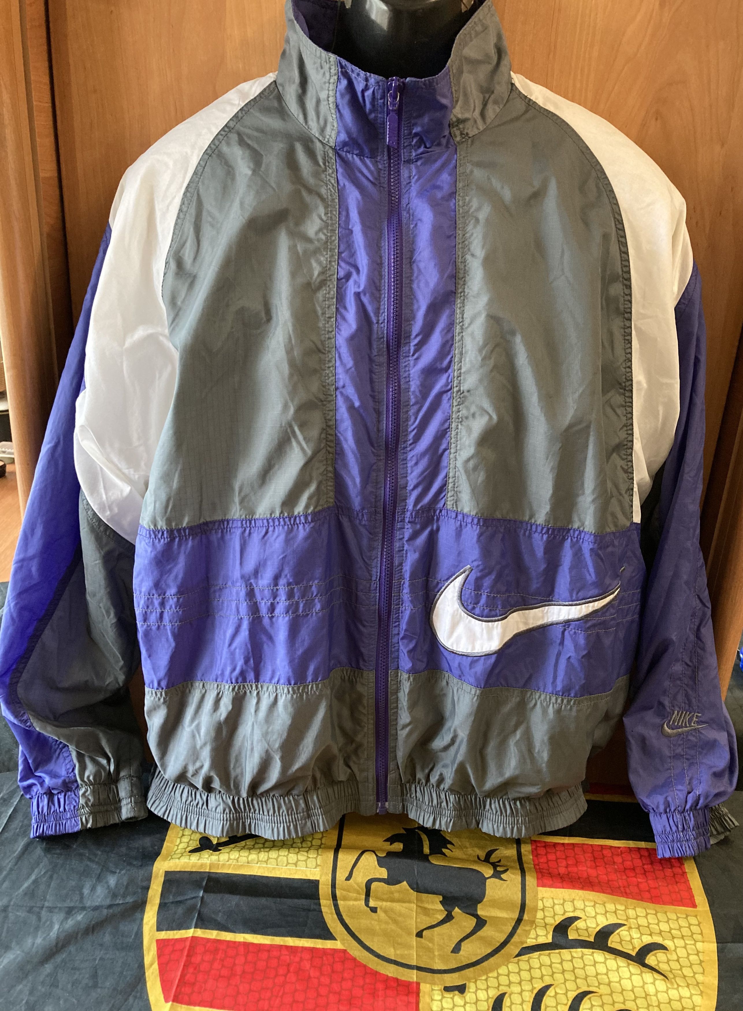 Nike × Vintage Vintage 90-S Nike Big Swoosh Baggy Track Jacket Size US L / EU 52-54 / 3 - 1 Thumbnail