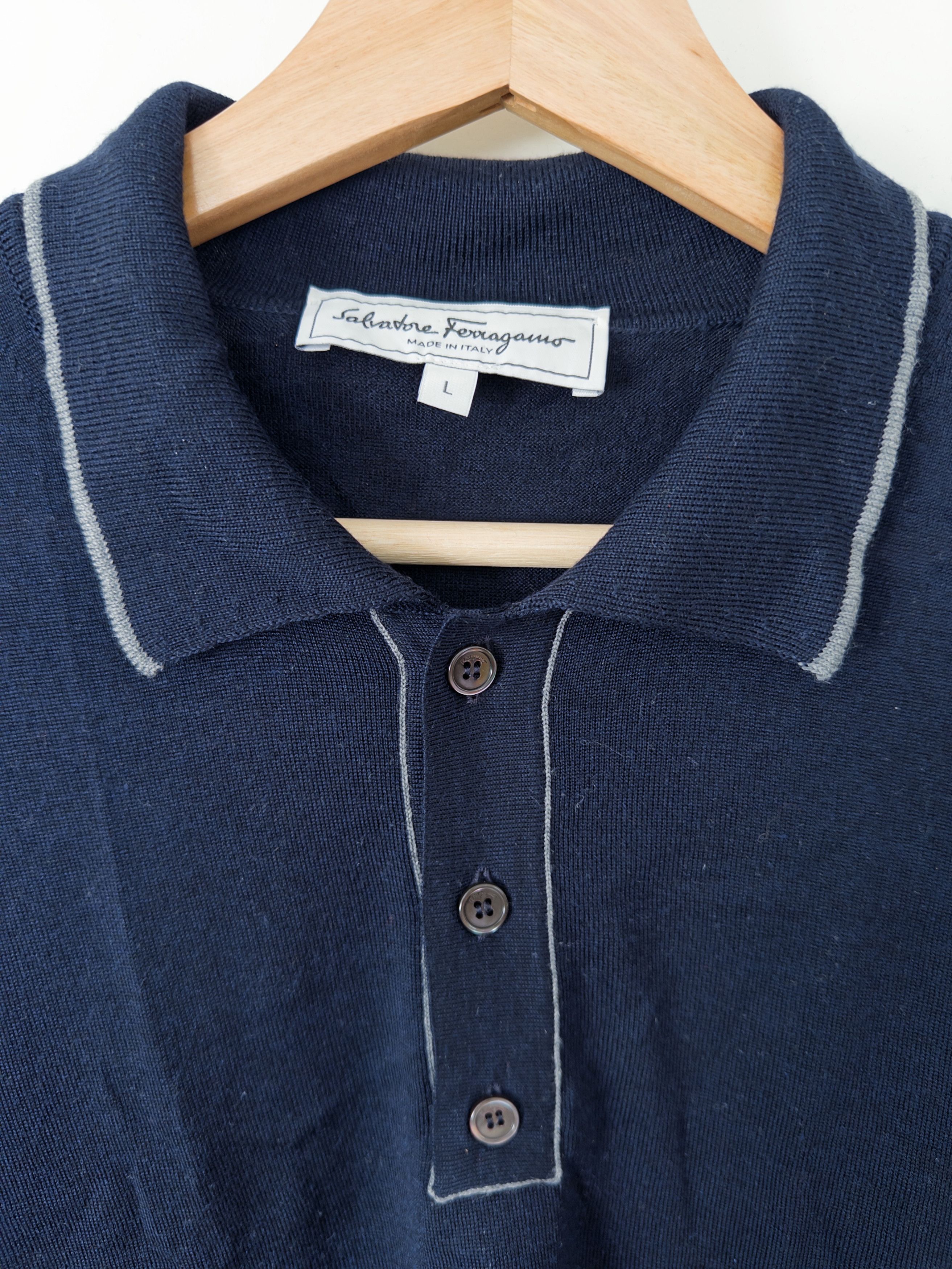 Salvatore Ferragamo Ferragamo Knitted Long Sleeve Polo Size US L / EU 52-54 / 3 - 3 Thumbnail