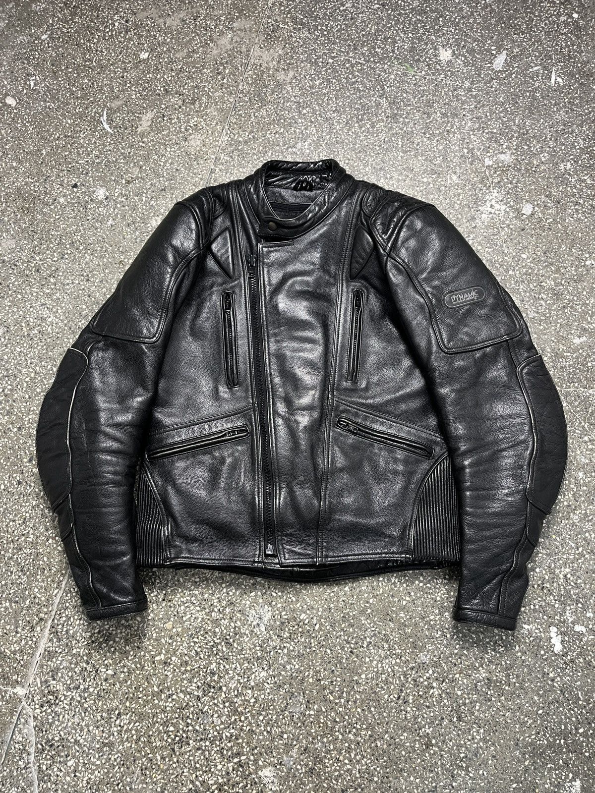 image of Leather Jacket x Vintage Real Leather Biker Racing Jacket in Black, Men's (Size Medium)