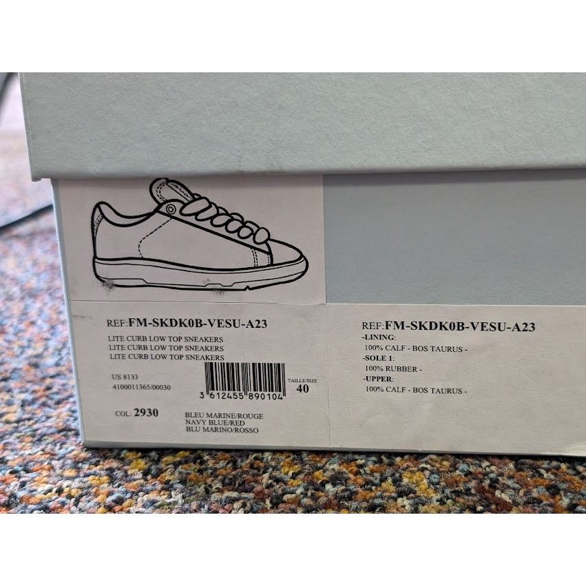 Lanvin o1rshd1 Lite Curb Low Top Sneakers in Navy Blue/Red Size US 7 / EU 40 - 13 Thumbnail