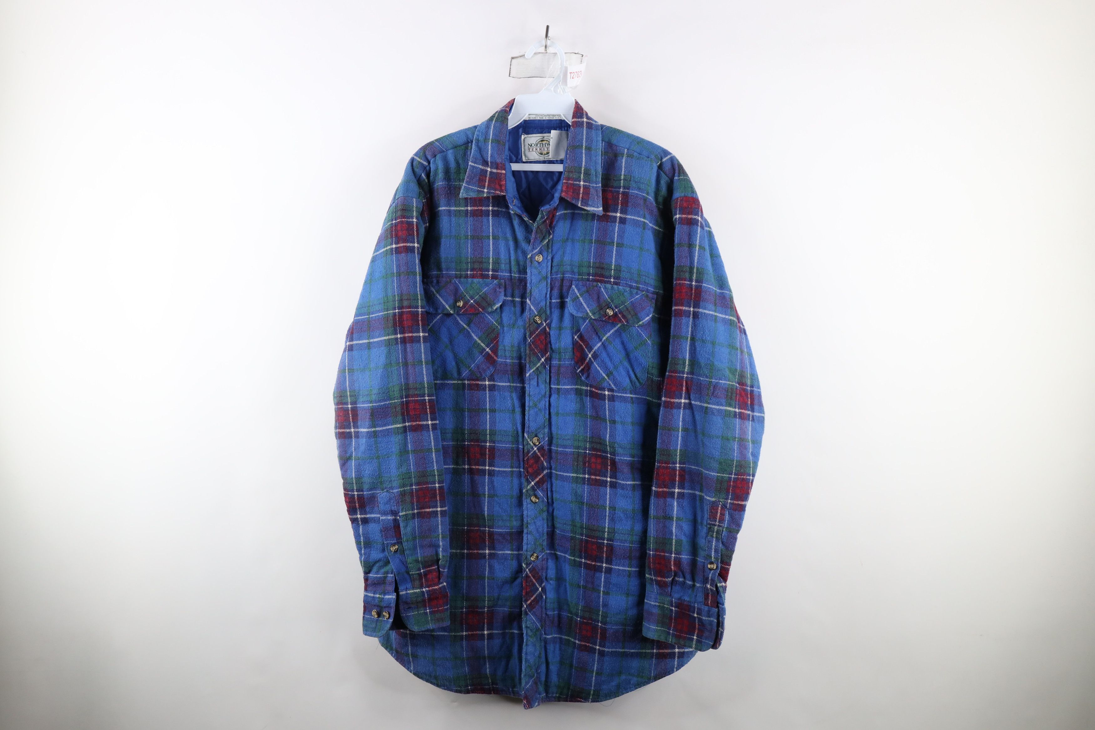 Vintage Vintage 90s Streetwear Quilted Flannel Shirt Jacket Shacket Size US L / EU 52-54 / 3 - 1 Thumbnail