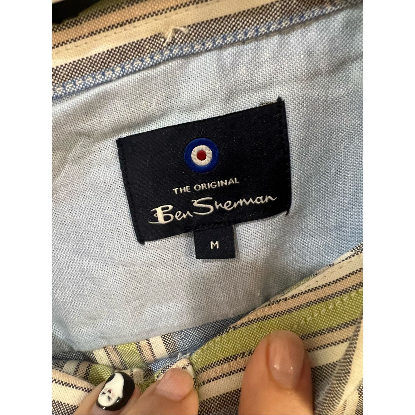 Ben Sherman Ben Sherman NWT Short sleeve Blue W/Green Tan Stripes Button Size US M / EU 48-50 / 2 - 4 Thumbnail