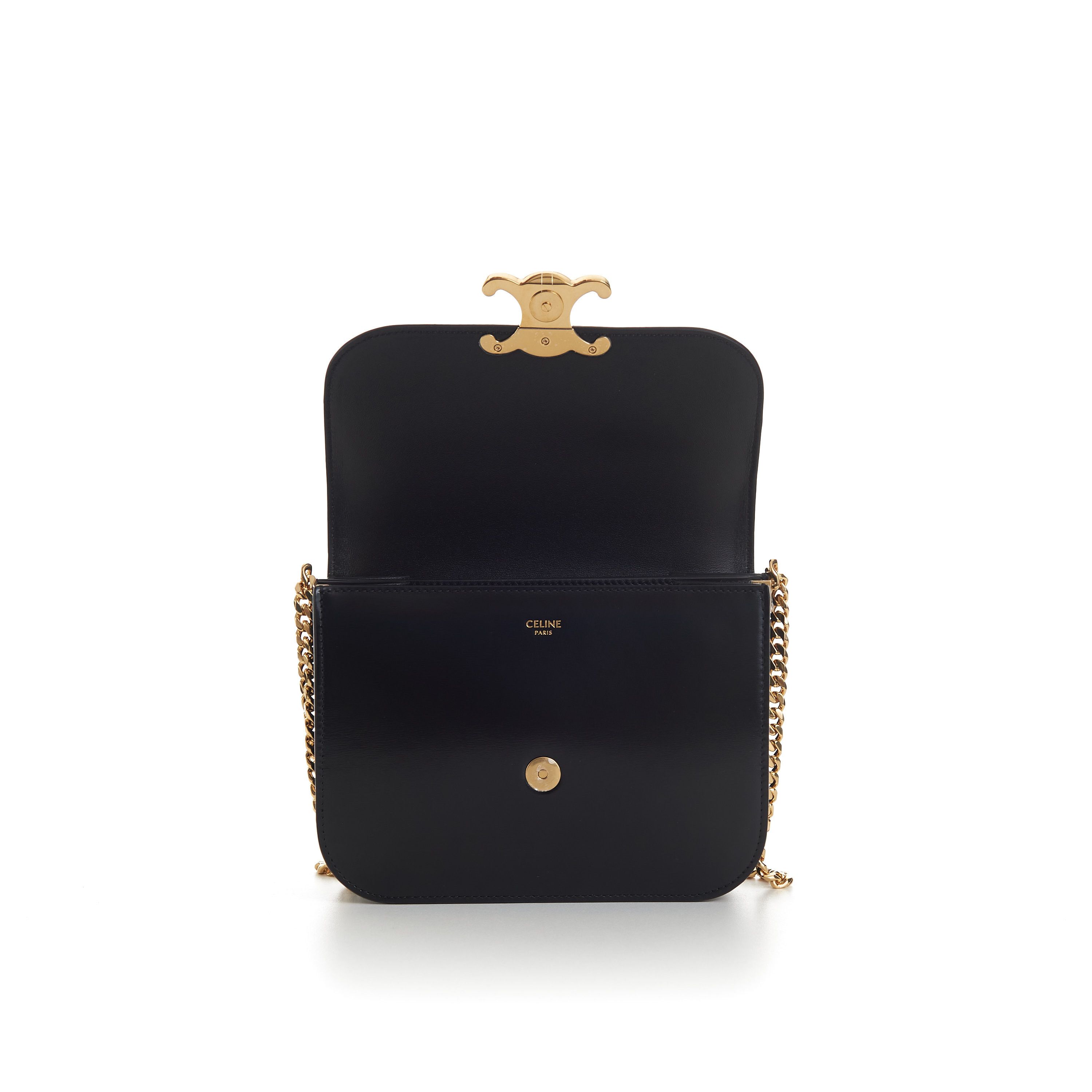 Celine Black College Triomphe Bag - Shiny Calfskin, Chain Strap Size ONE SIZE - 13 Thumbnail