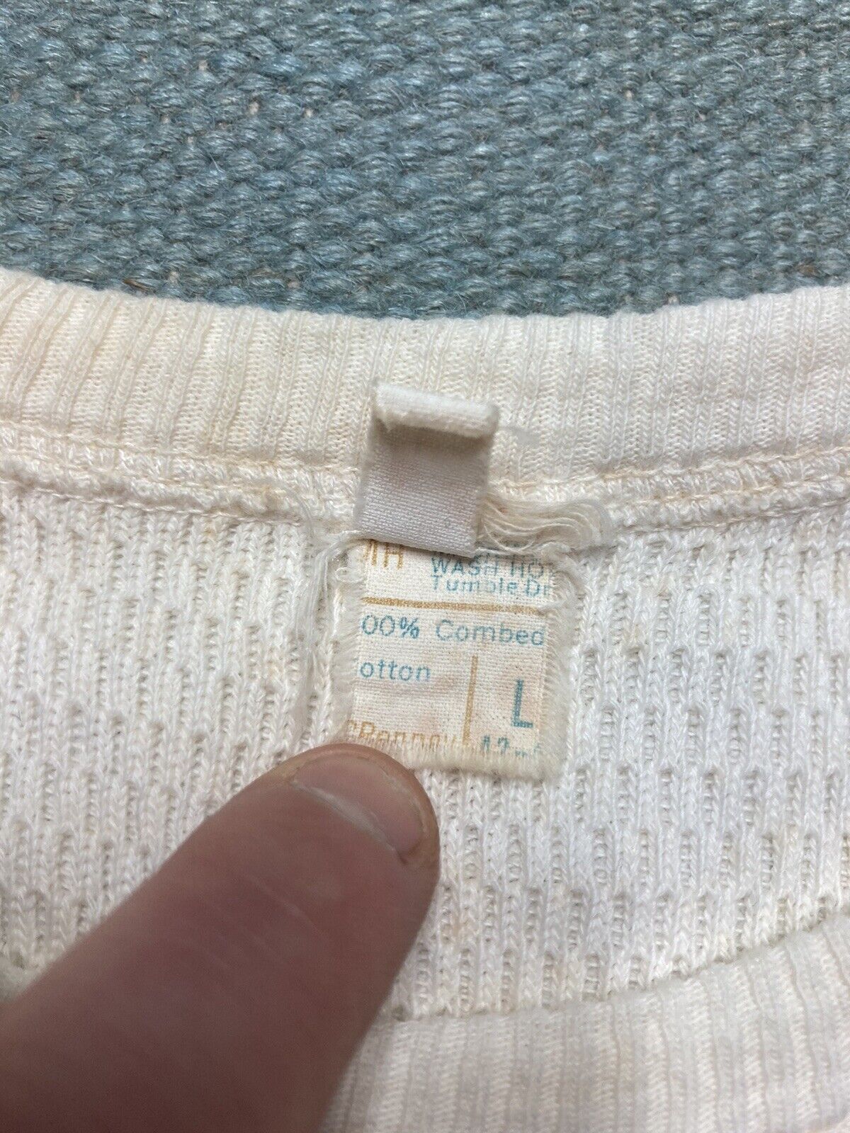 Vintage Vtg 60s waffle knit thermal shirt JCPenney cotton large tall Size US L / EU 52-54 / 3 - 6 Thumbnail
