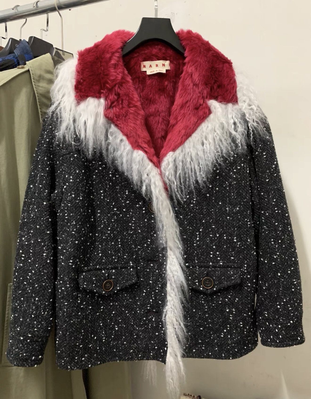 Marni [MARNI] AW21 Magenta Heavyweight Wool Coat Size US L / EU 52-54 / 3 - 1 Thumbnail