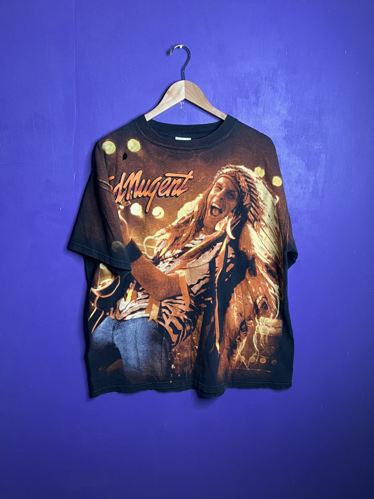 Band Tees × Vintage Vintage 1995 Ted Nugent spirit of the wild AOP tour tee Size US XL / EU 56 / 4 - 1 Thumbnail