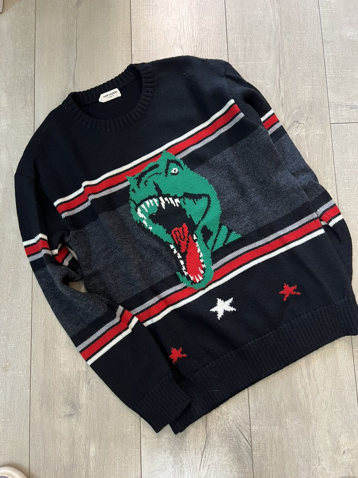 Hedi Slimane × Saint Laurent Paris 16SS T-Rex Jumper sz XS | Grailed