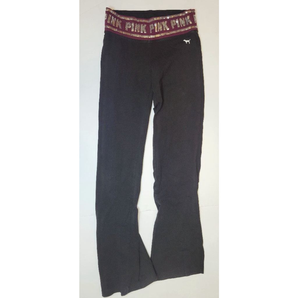 Pink Y2K PINK Victoria's Secret Black Sequin Flared Yoga Pants Size 27" / US 4 / IT 40 - 3 Thumbnail