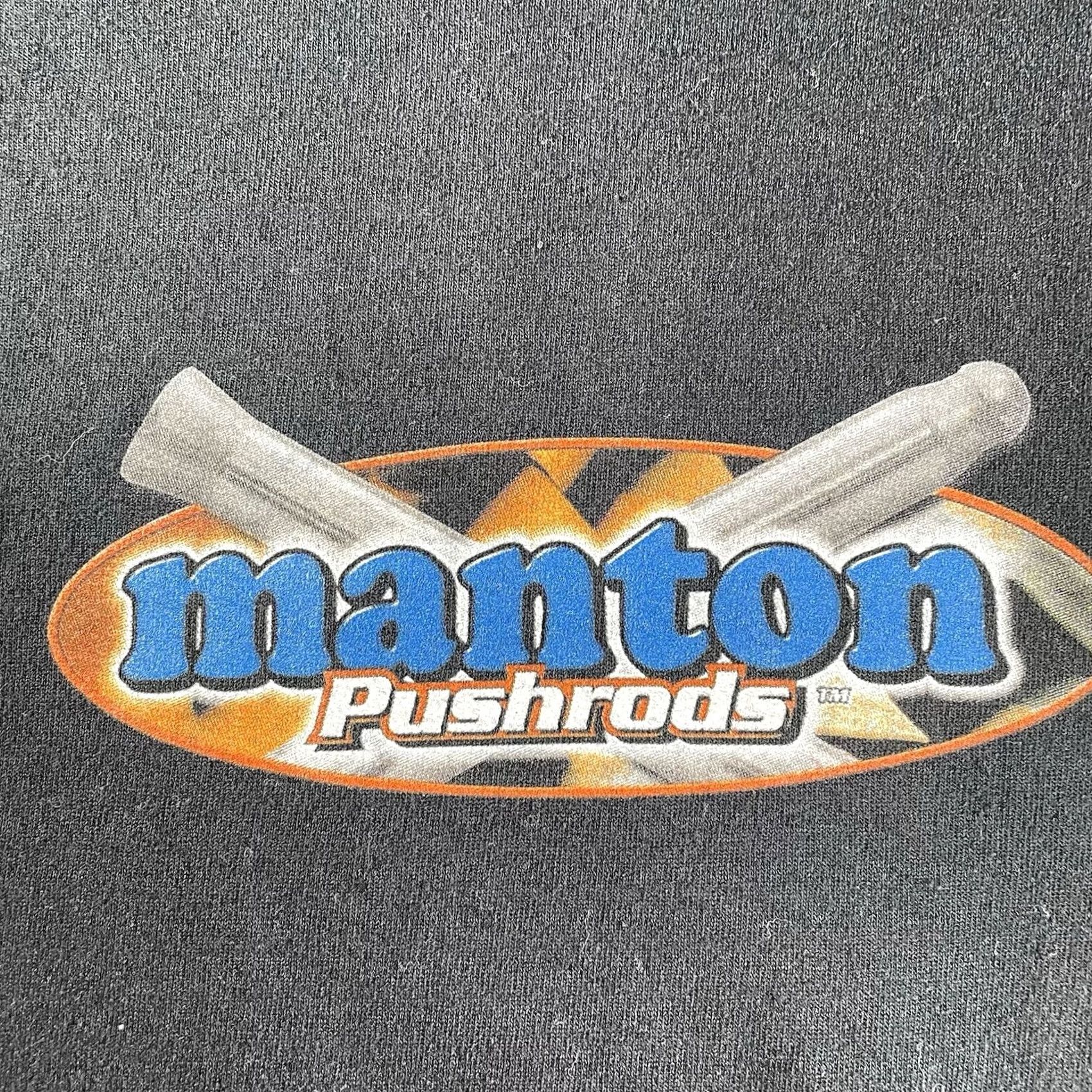 Vintage Manton Pushrods Shirt Men’s Large USA Tee Kustom Kulture Black T-Shirt USA Men’s L Size US L / EU 52-54 / 3 - 4 Thumbnail