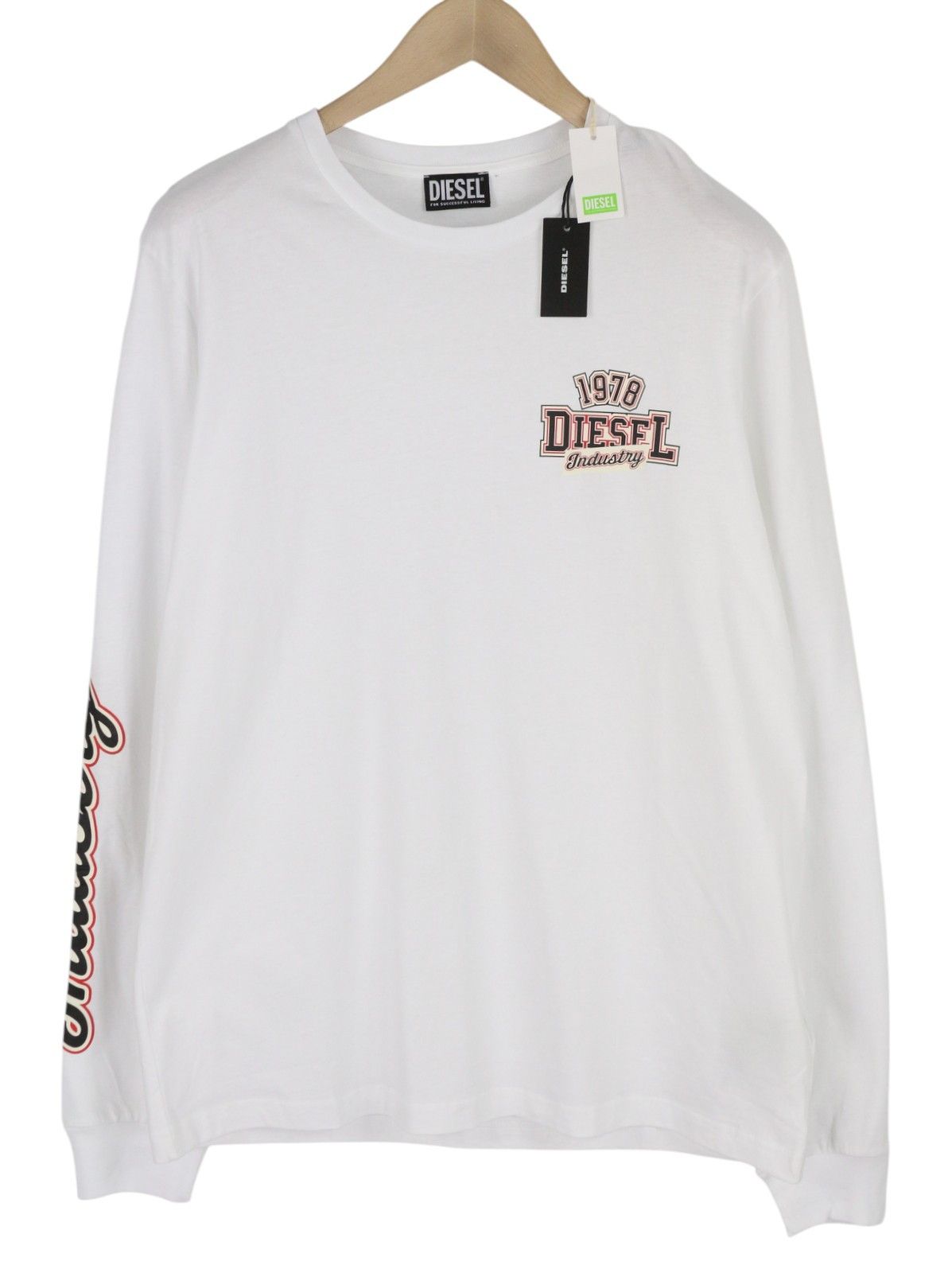 Diesel T-DIEGOS-LS-K27 XL White Cotton Tricot T-Shirt 40993 Size US XL / EU 56 / 4 - 1 Thumbnail
