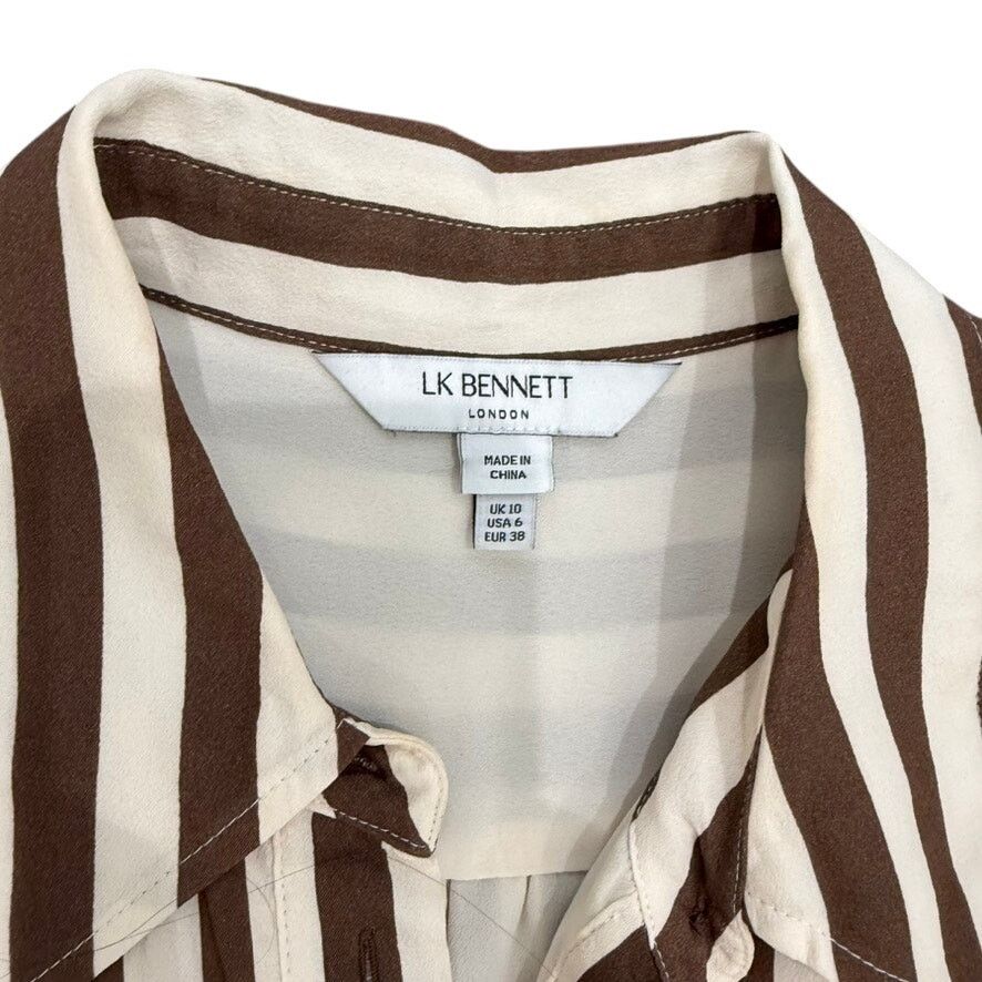 LK Bennett L.K. Bennett Emelia Shirt Dress in Brown/Cream, Size US 6 Size M / US 6-8 / IT 42-44 - 7 Thumbnail