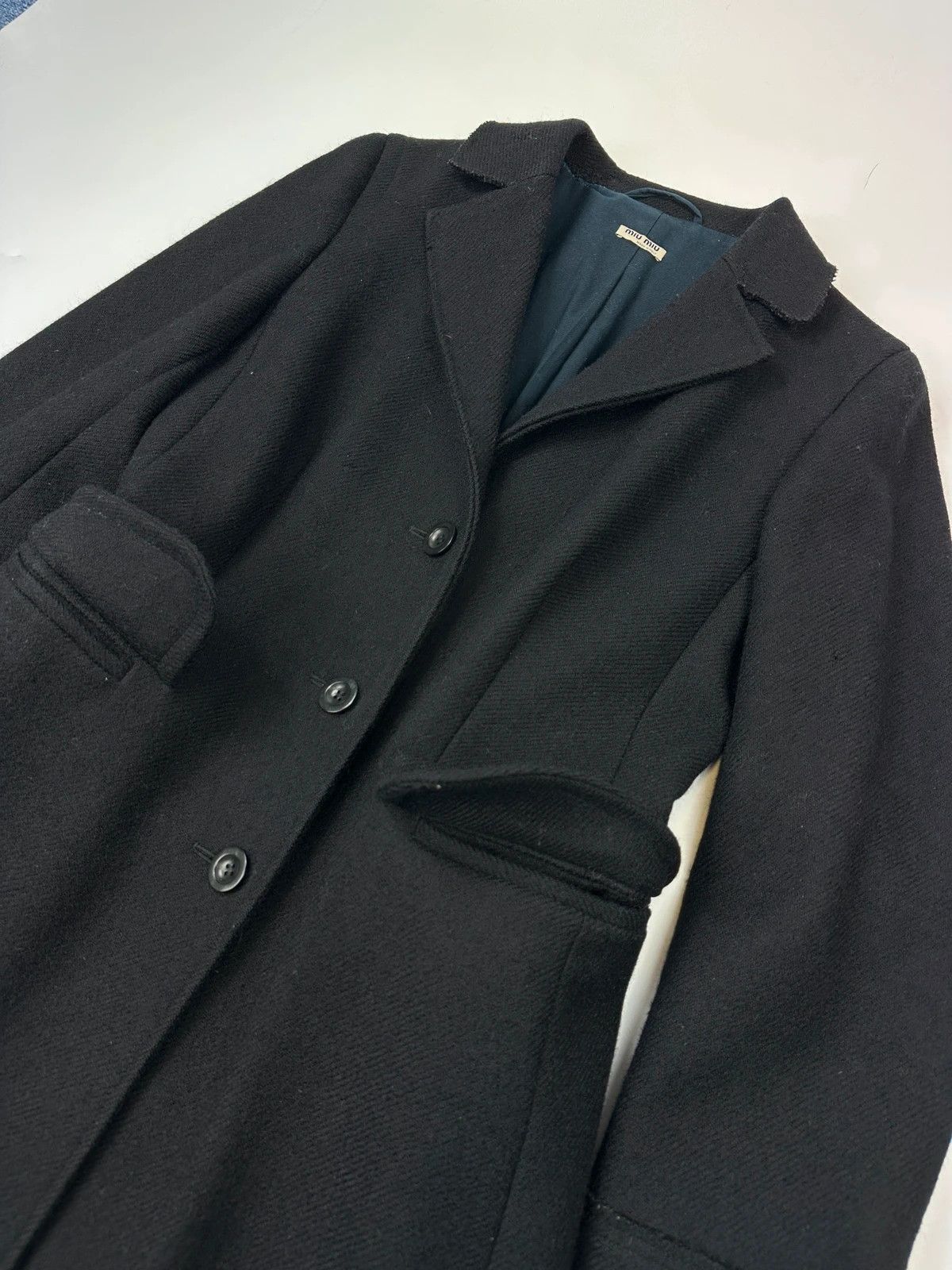 Miu Miu Miu Miu FW00-05 Black Wool & Mohair Long Trench Coat Size L / US 10 / IT 46 - 4 Thumbnail