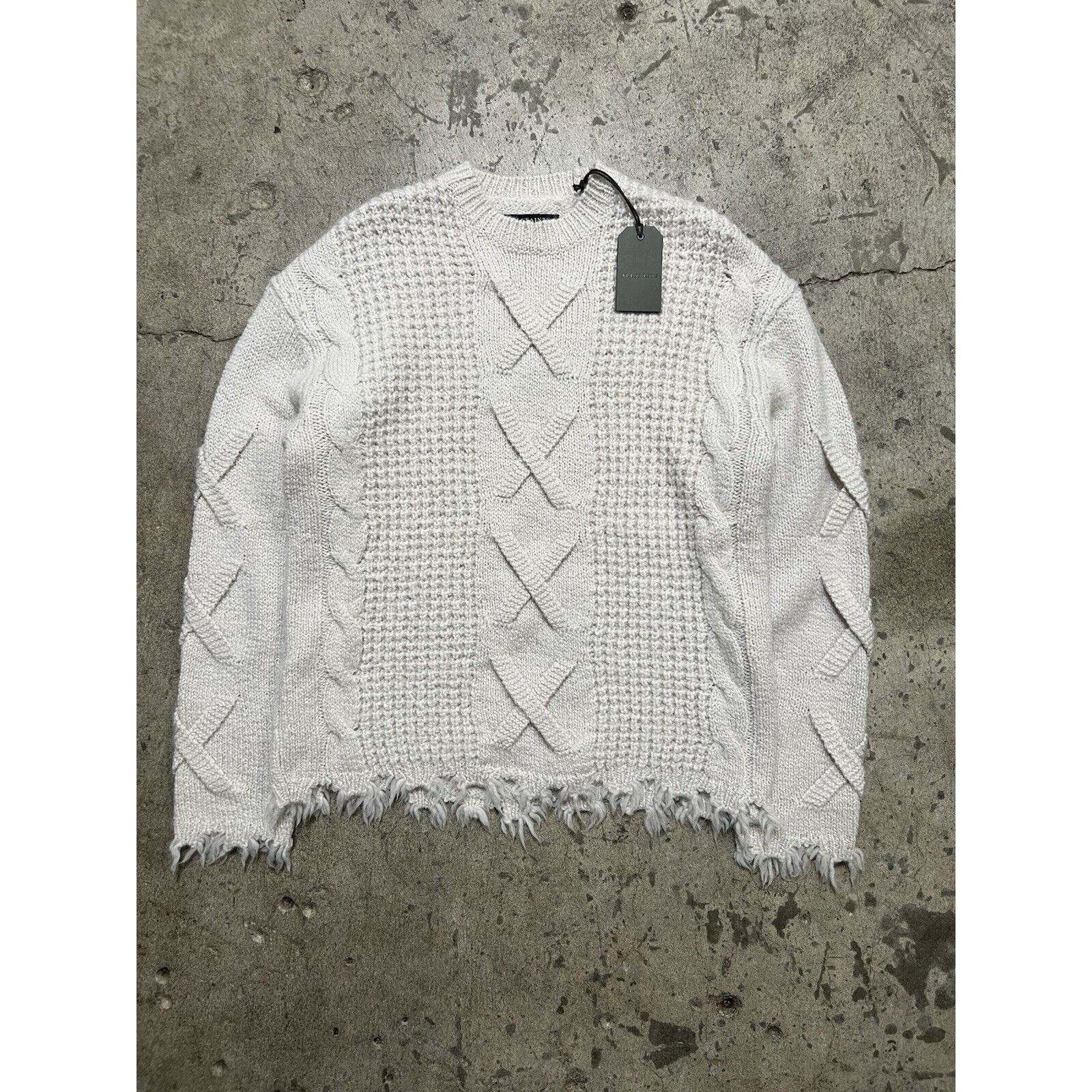 Allsaints NWT Mens White Hennet Crew Pullover Chunky Wool Alpaca $259 Size US S / EU 44-46 / 1 - 2 Thumbnail