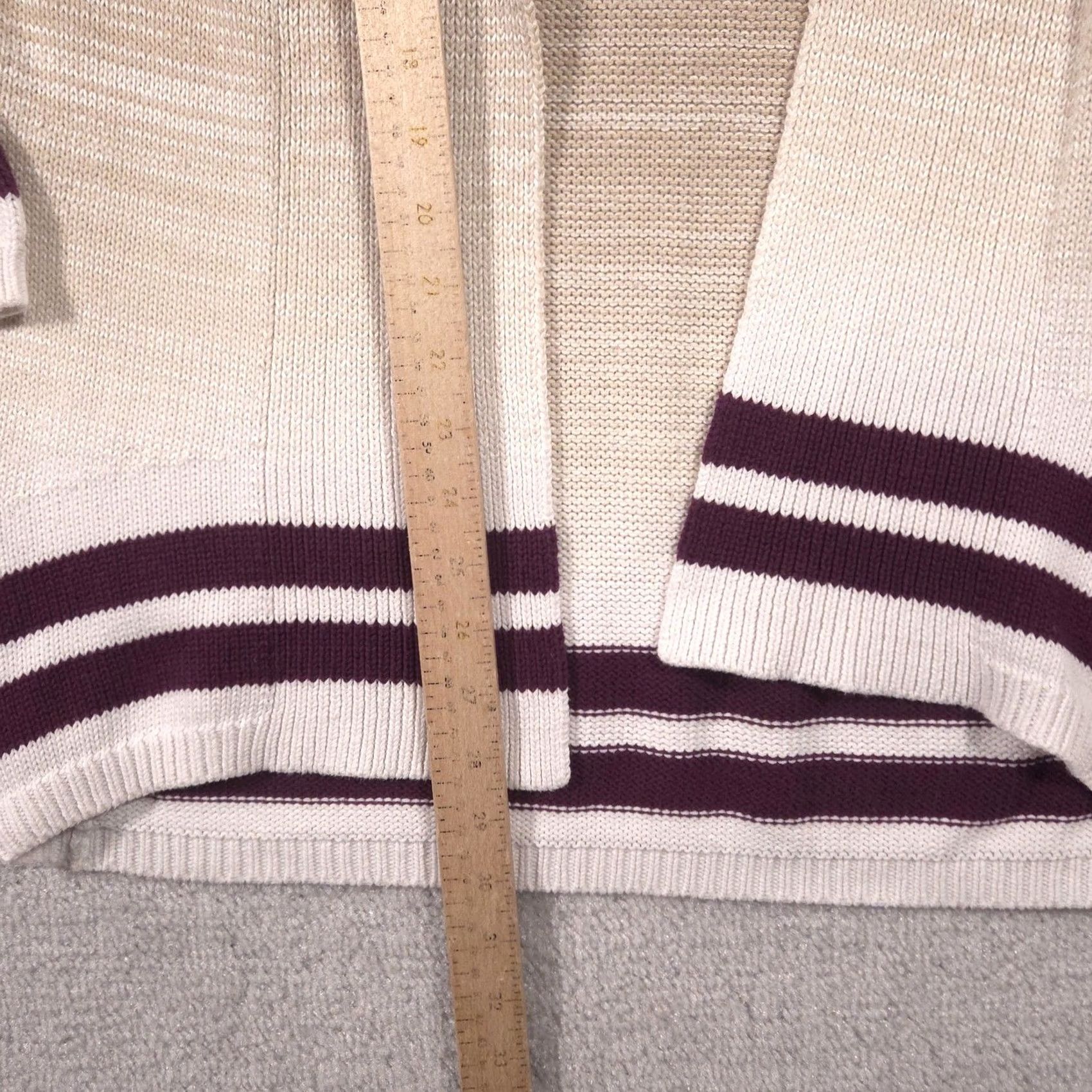 RVCA RVCA Cardigan Sweater Womens S Beige Cotton Acrylic Open Longline Knit Stripe V-Neck Casual Fall Ladies Size S / US 4 / IT 40 - 7 Thumbnail