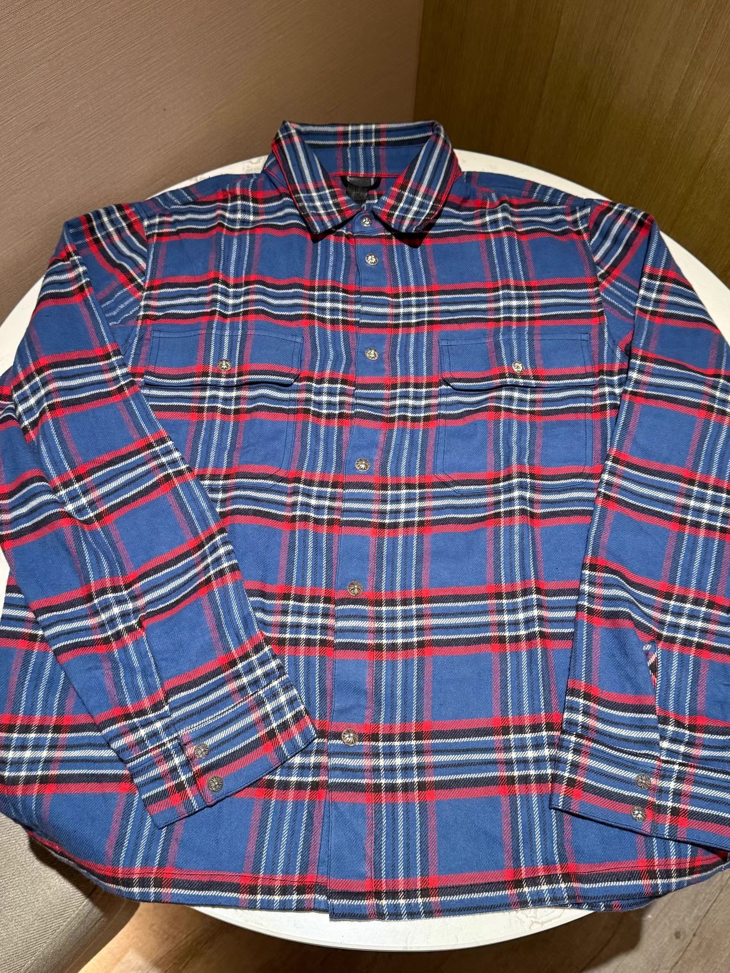 Chrome Hearts Chrome Hearts Red & Blue PlaidFlannelLong Sleeve Shirt Q14 Size US XL / EU 56 / 4 - 1 Thumbnail