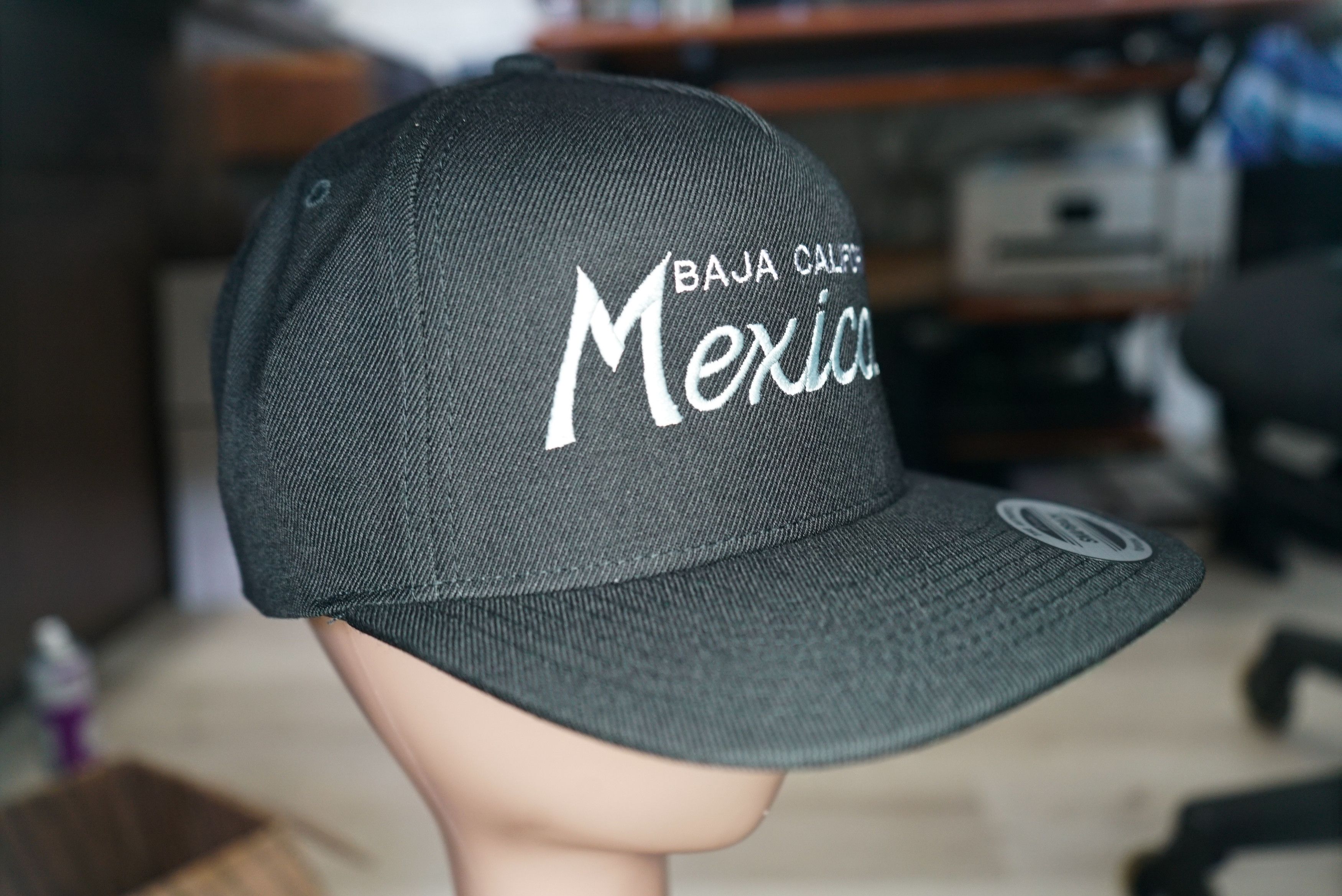 Handmade Baja California Mexicali Retro Script Style Snapback Hat Size ONE SIZE - 3 Thumbnail