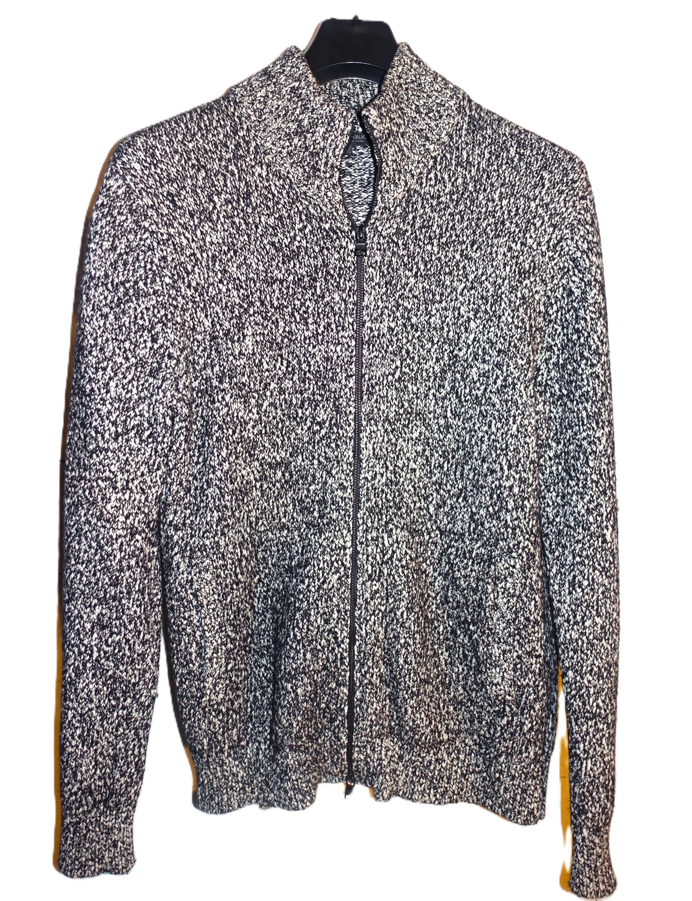 Banana Republic Banana Republic Black White Wool Zip Up Sweater M Size US M / EU 48-50 / 2 - 3 Thumbnail