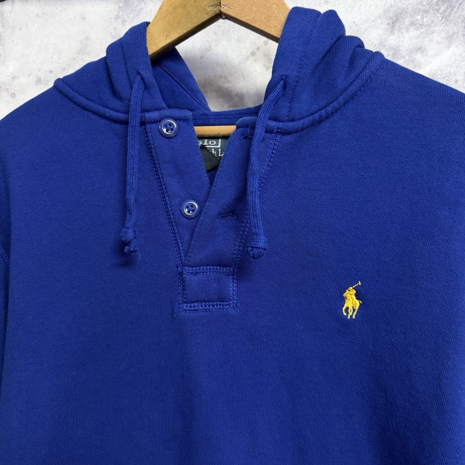 Polo Ralph Lauren Hoodie Sweatshirt Mens Large Henley Royal