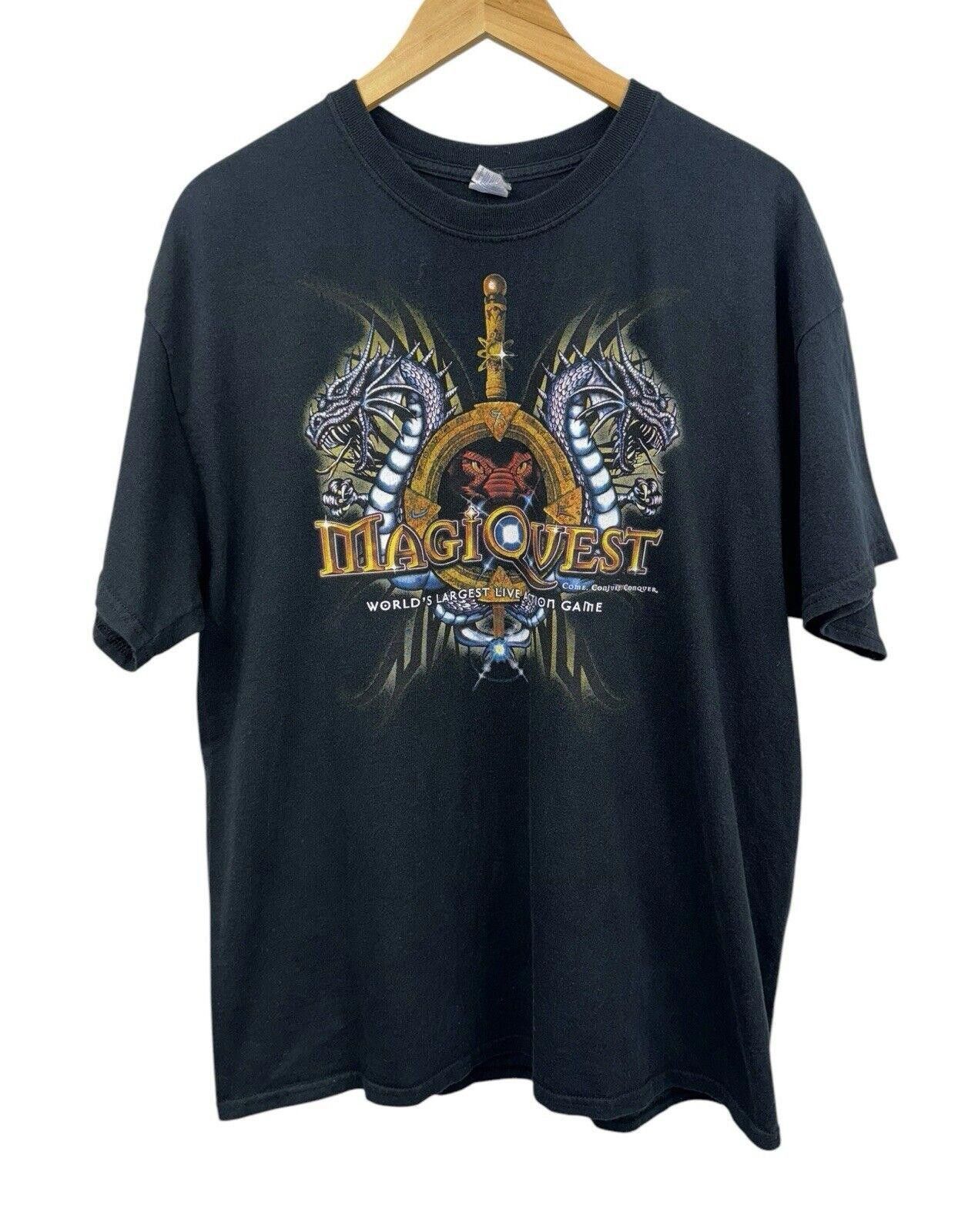 Designer Vintage MagiQuest Magic RPG Game Promo Wizard Black Shirt XL Size US XL / EU 56 / 4 - 1 Thumbnail