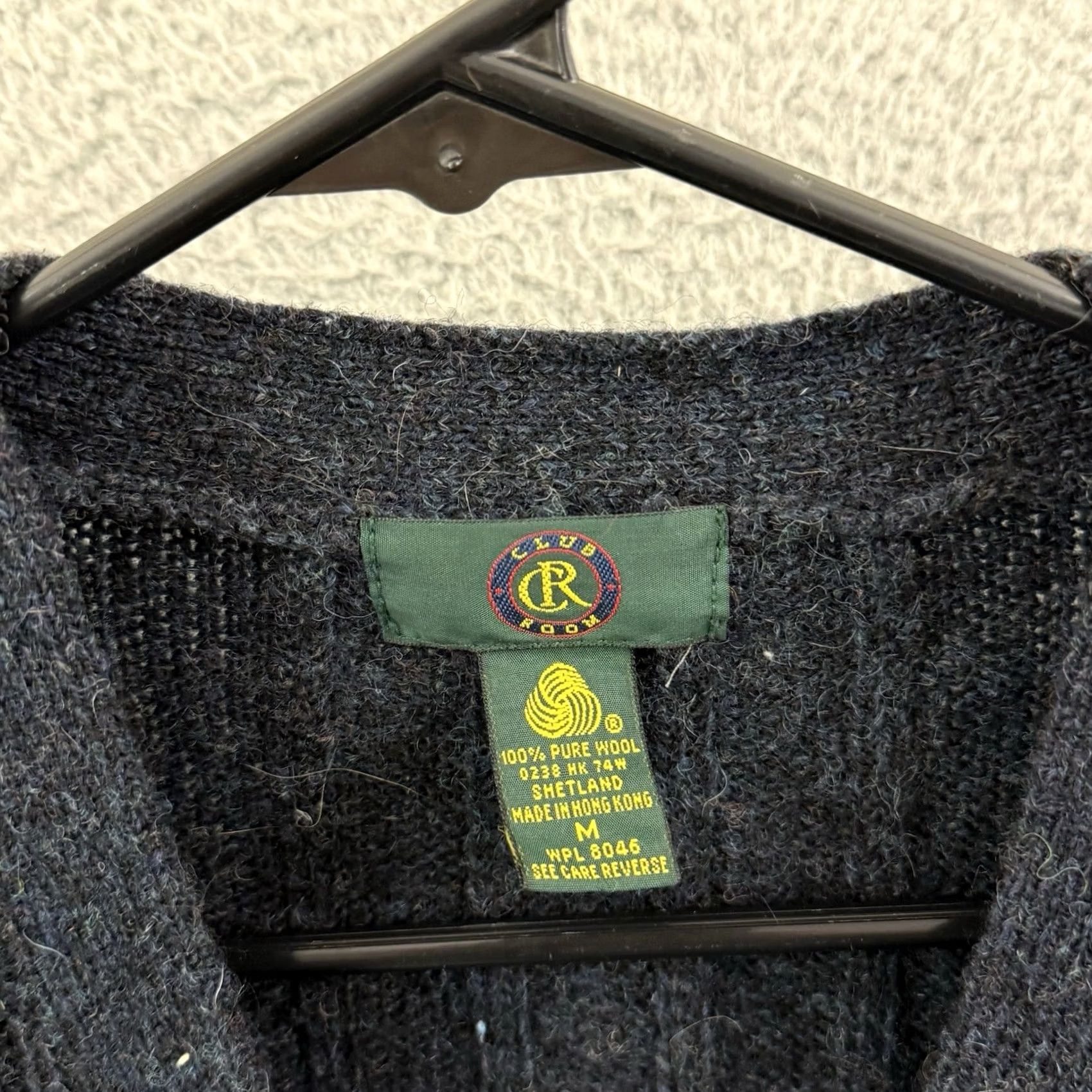 Club Room VINTAGE Club Room Sweater Cardigan Mens Medium Blue 90s Shetland Wool Fisherman Knit 100% Wool Size US M / EU 48-50 / 2 - 6 Thumbnail