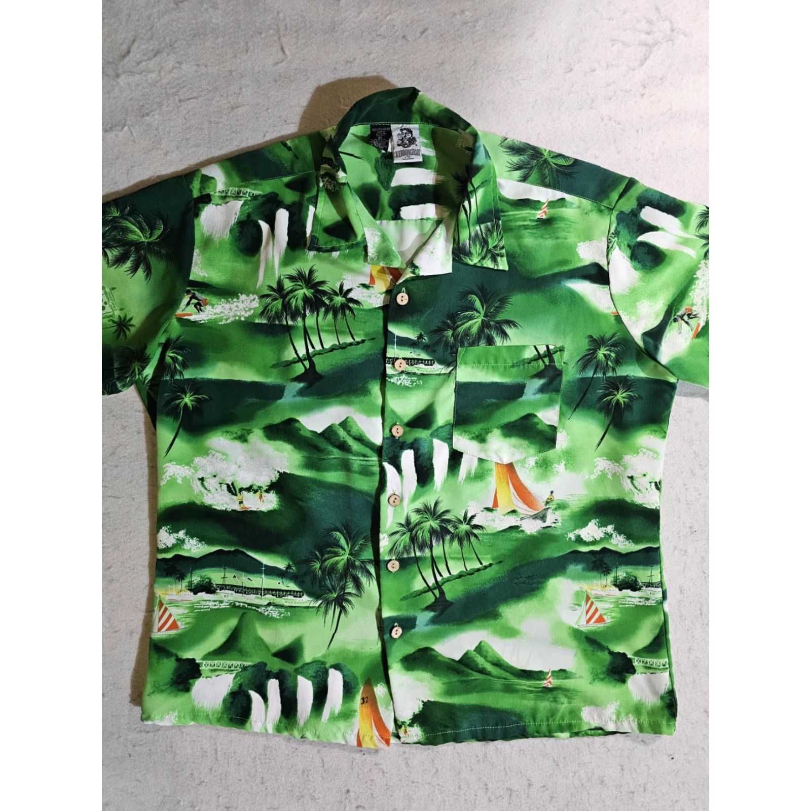 Vintage Kennington LTD California Retro Hawaiian Aloha Camp Shirt Men's XL Green Size US XL / EU 56 / 4 - 2 Thumbnail