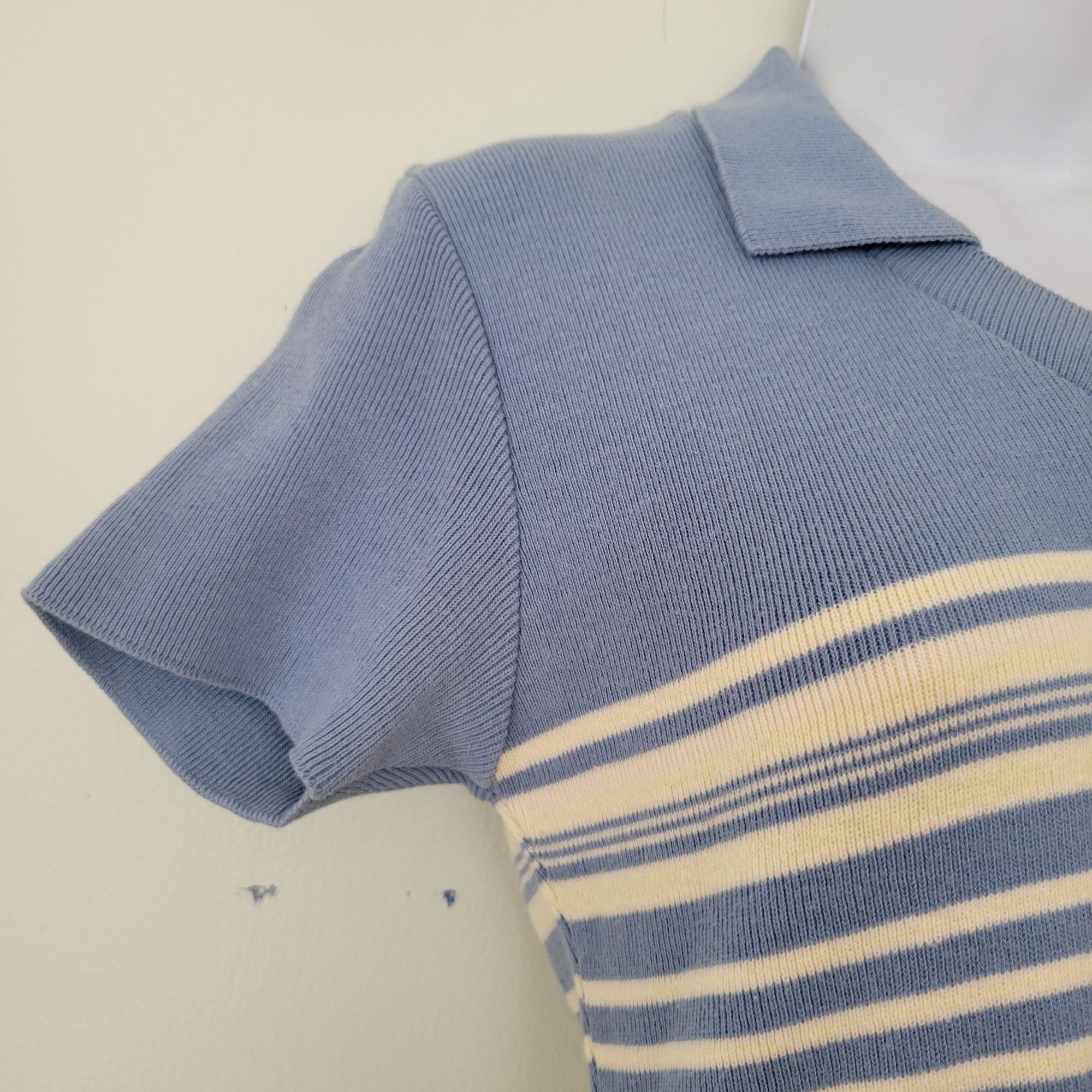 Vintage Vintage Rampage Blue Yellow Striped Knit Polo Sweater Dress Size M / US 6-8 / IT 42-44 - 4 Thumbnail