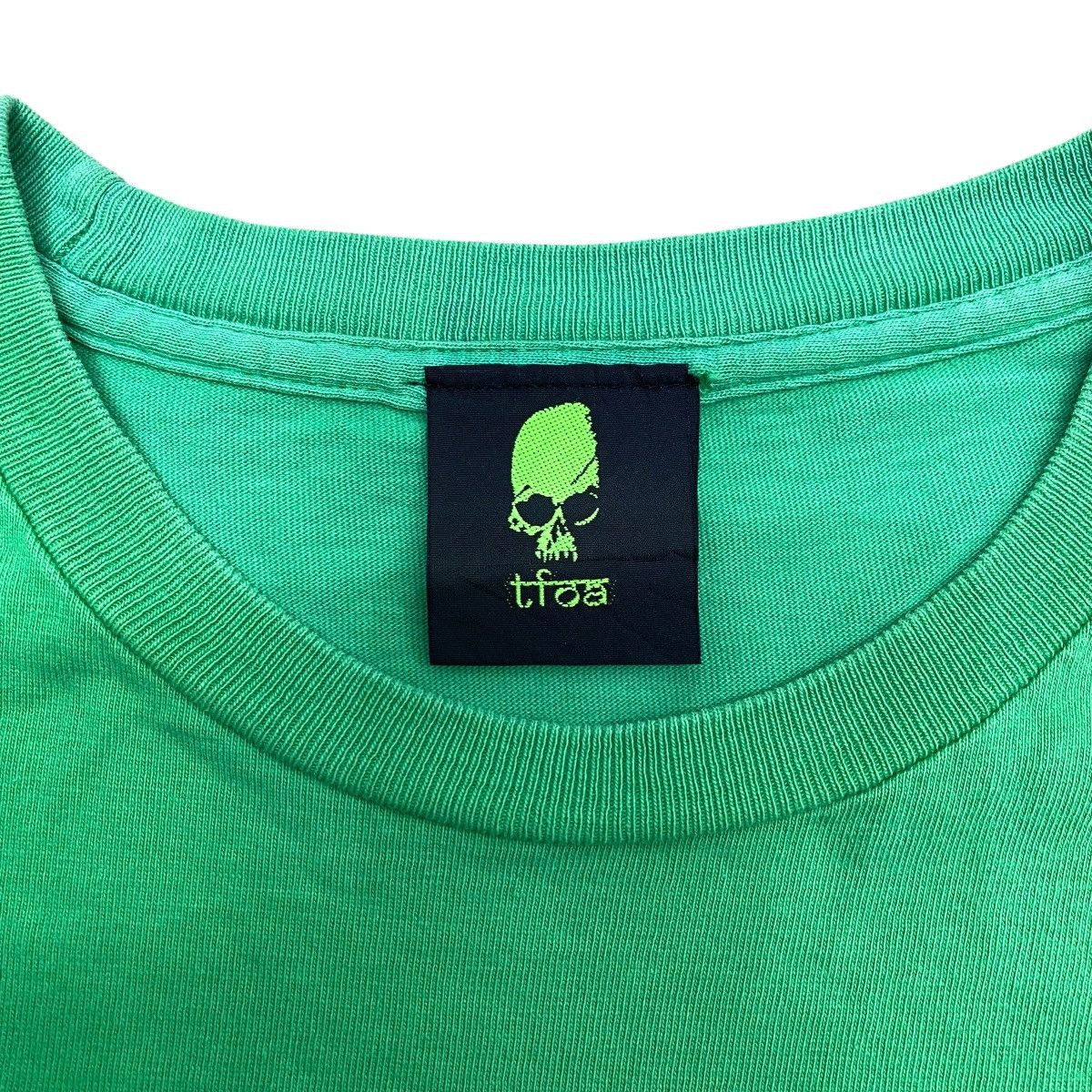 Japanese Brand TFOA Vintage Style Pixel Skull Graphic Tee Neon Green Size US M / EU 48-50 / 2 - 6 Thumbnail