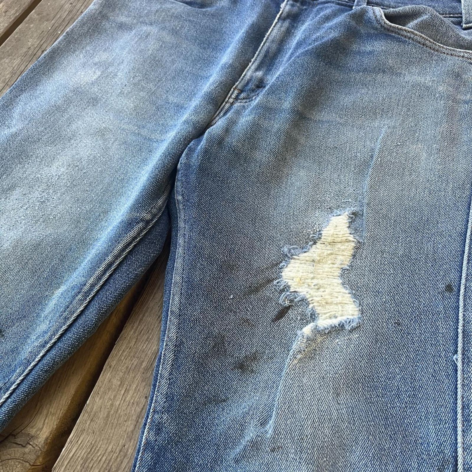 Levi's × Vintage 70s Vintage Brown Tab Levi's Faded Blue Jeans 35x30 Size US 35 - 6 Thumbnail