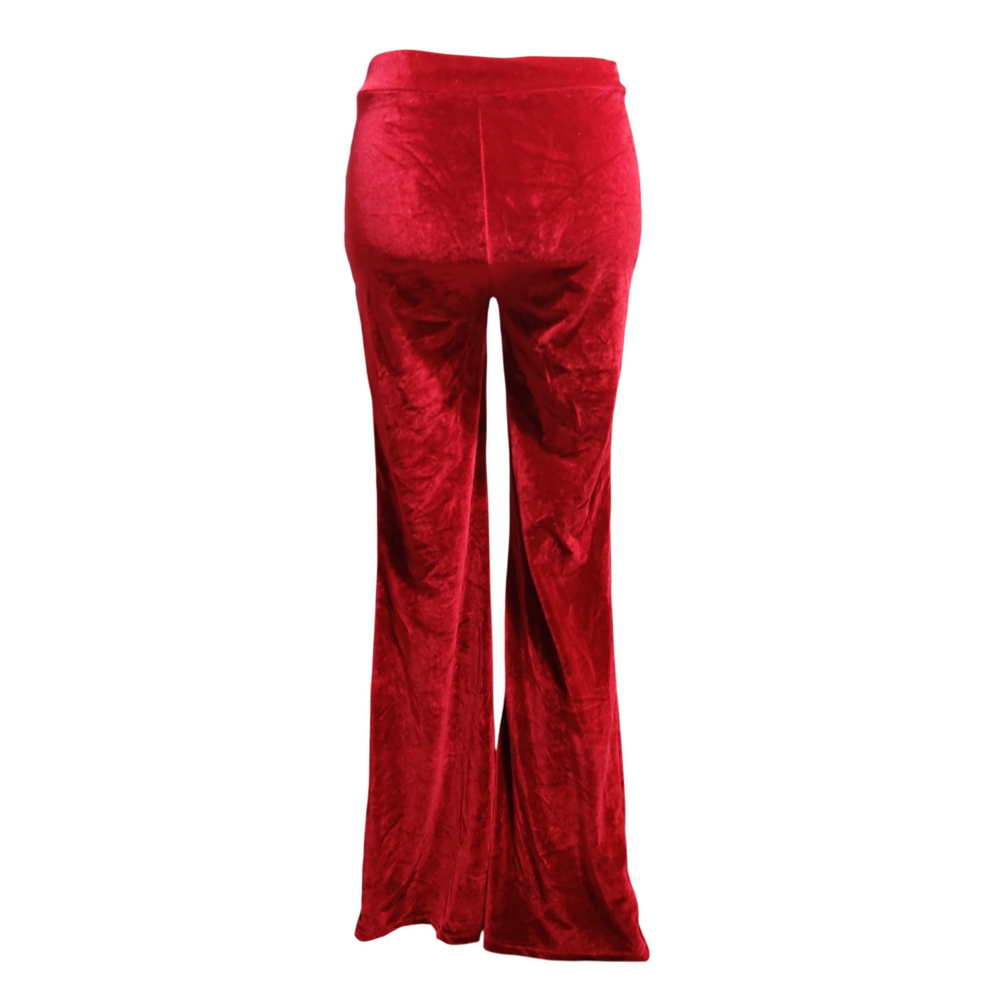 Other Velour Pants M Womens Red Velvet Stretch Flare Leg Lounge Tr Size 26" / US 2 / IT 38 - 2 Thumbnail